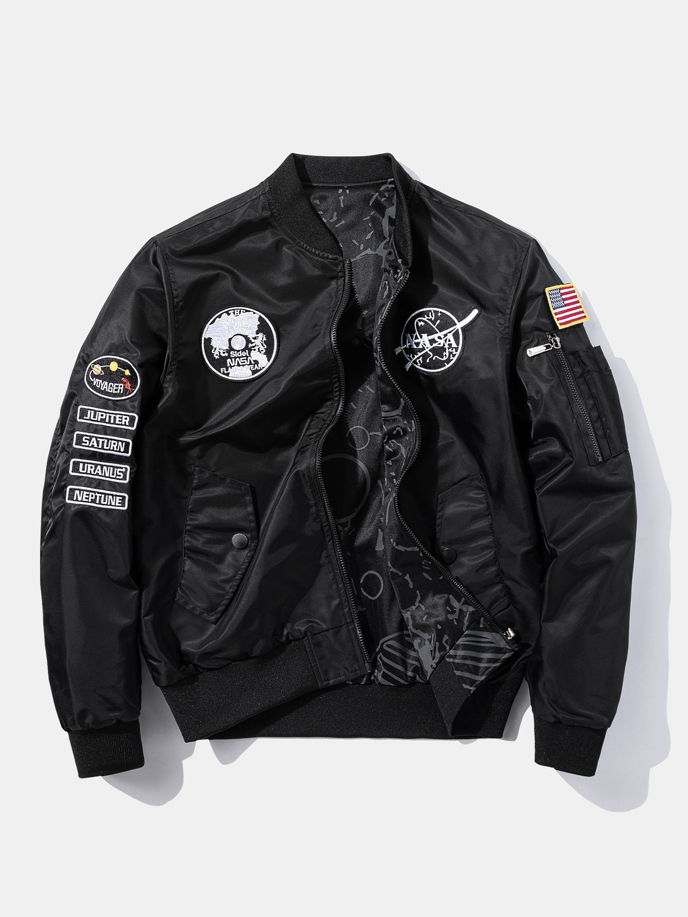 Blouson aviateur réversible à patch brodé de la NASA