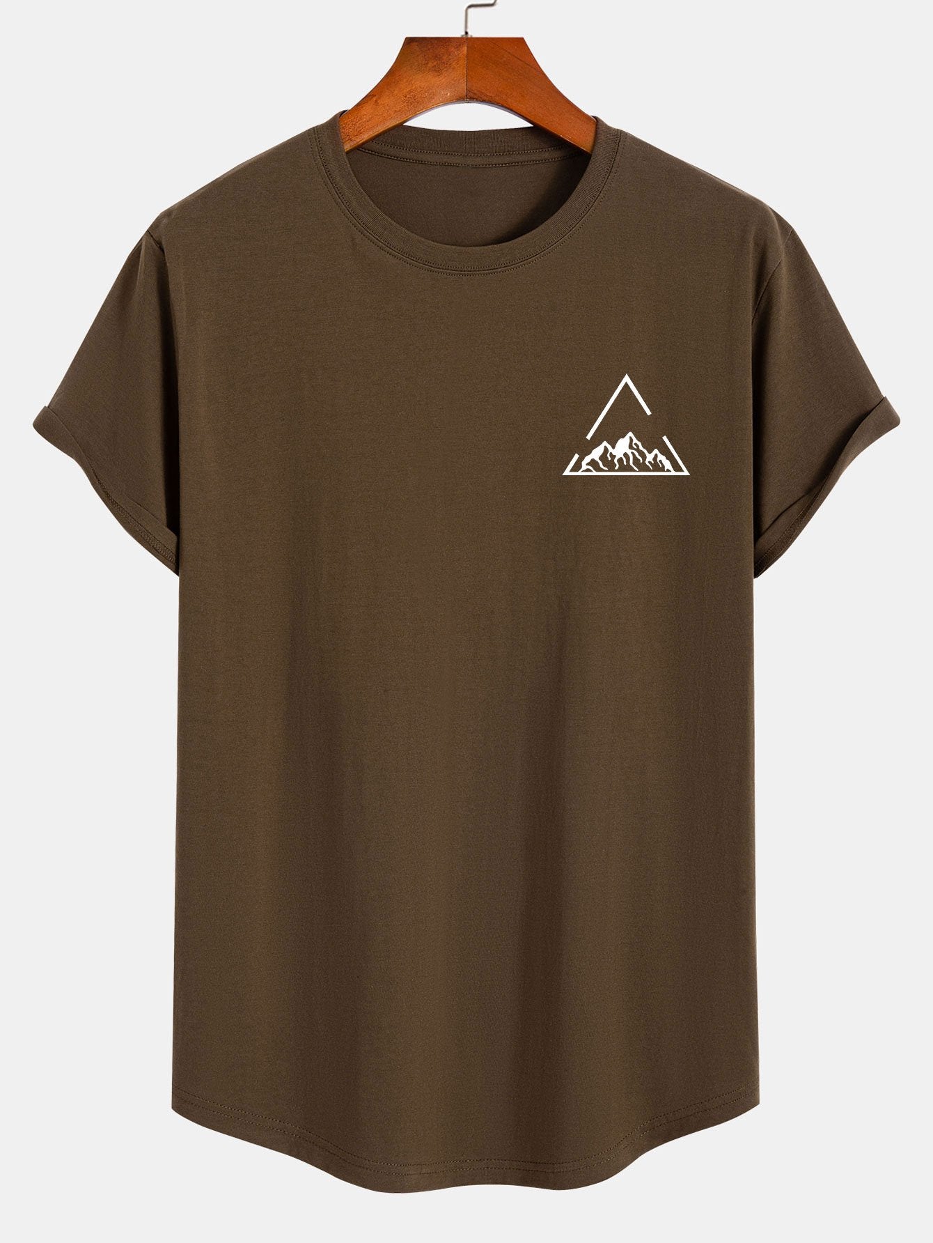 Mountain Print Cotton Arc Hem T-Shirt