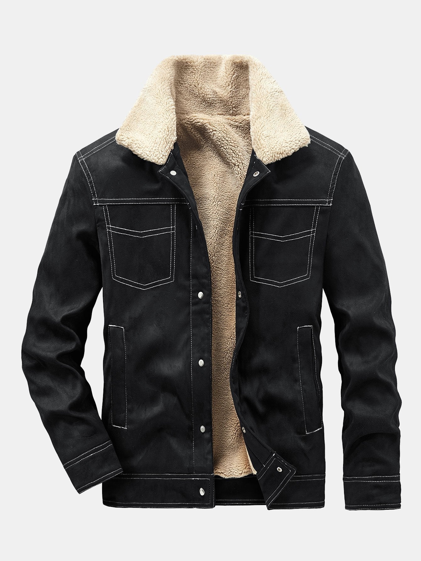 Faux Suede Teddy Lined Utility Jacket