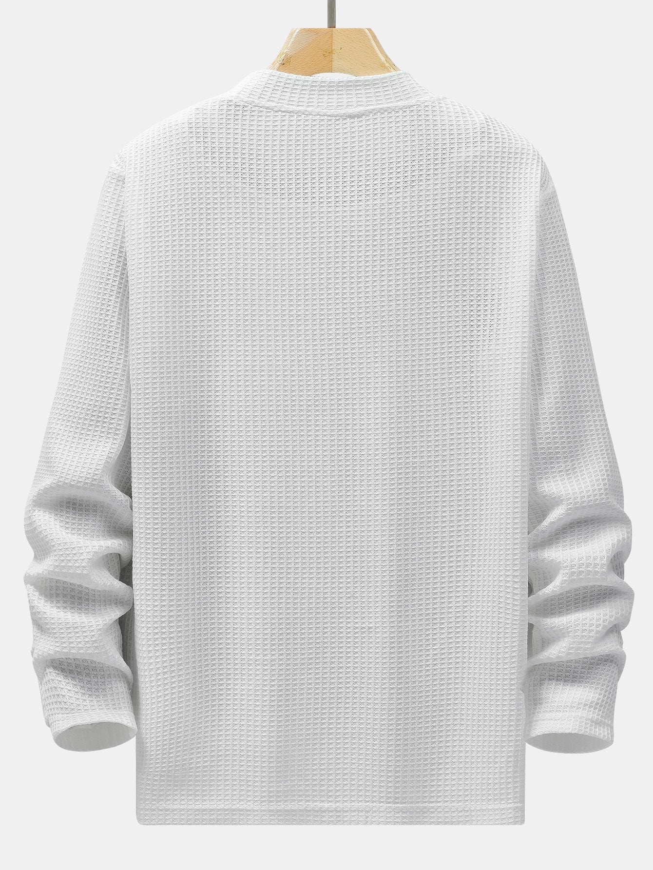 Long Sleeve Knitted Waffle Mock Neck T-Shirt