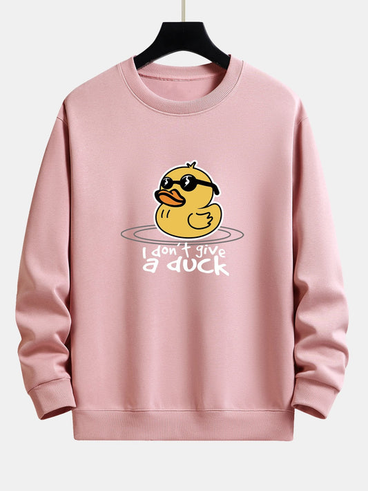 Sweat-shirt coupe décontractée imprimé canard jaune avec lunettes de soleil