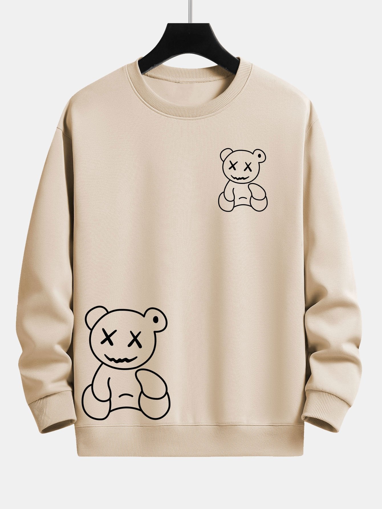 Line Shaped Bear Print Relax Fit Sweatshirt