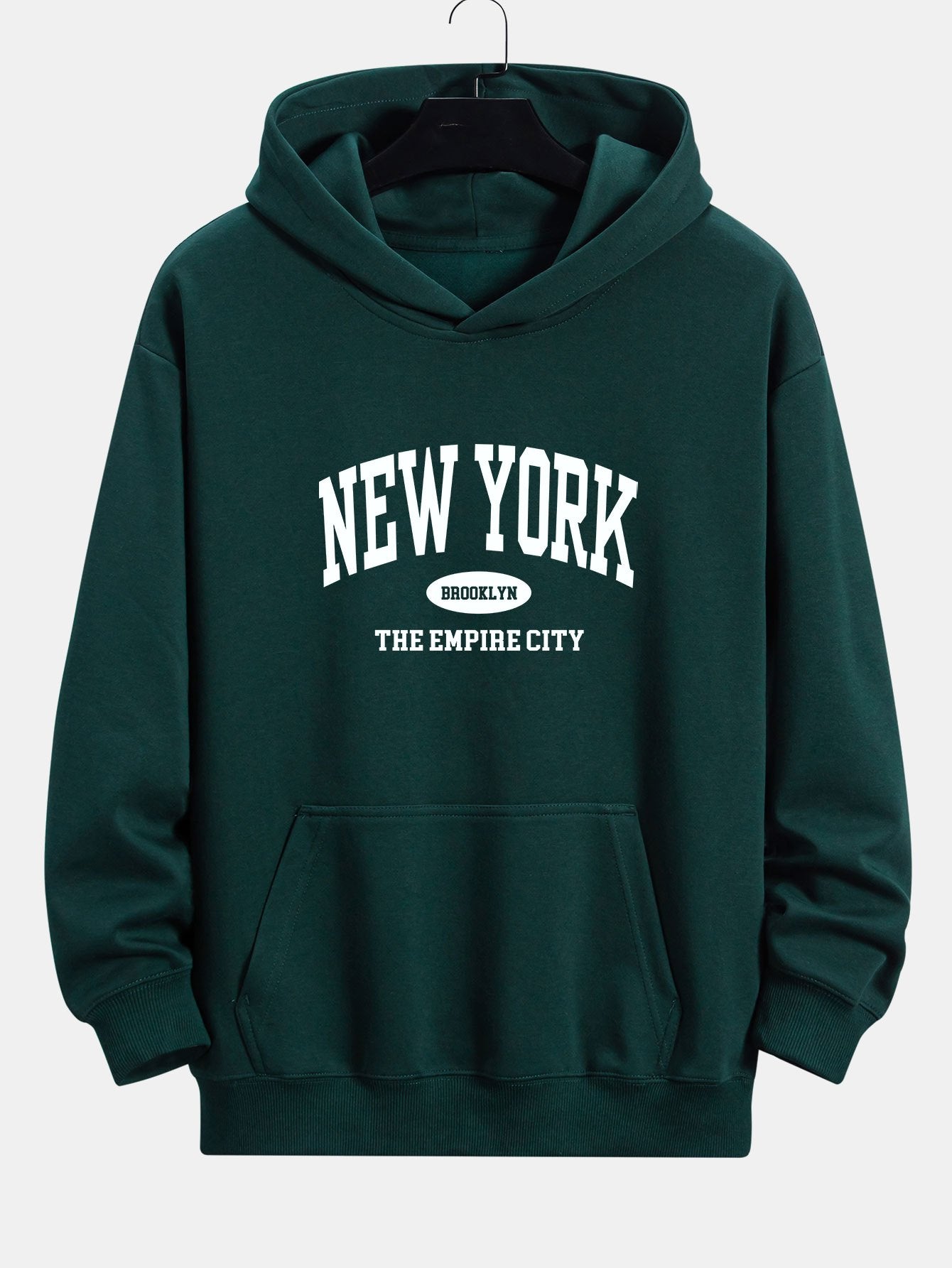 New York Slogan Print Relax Fit Hoodie