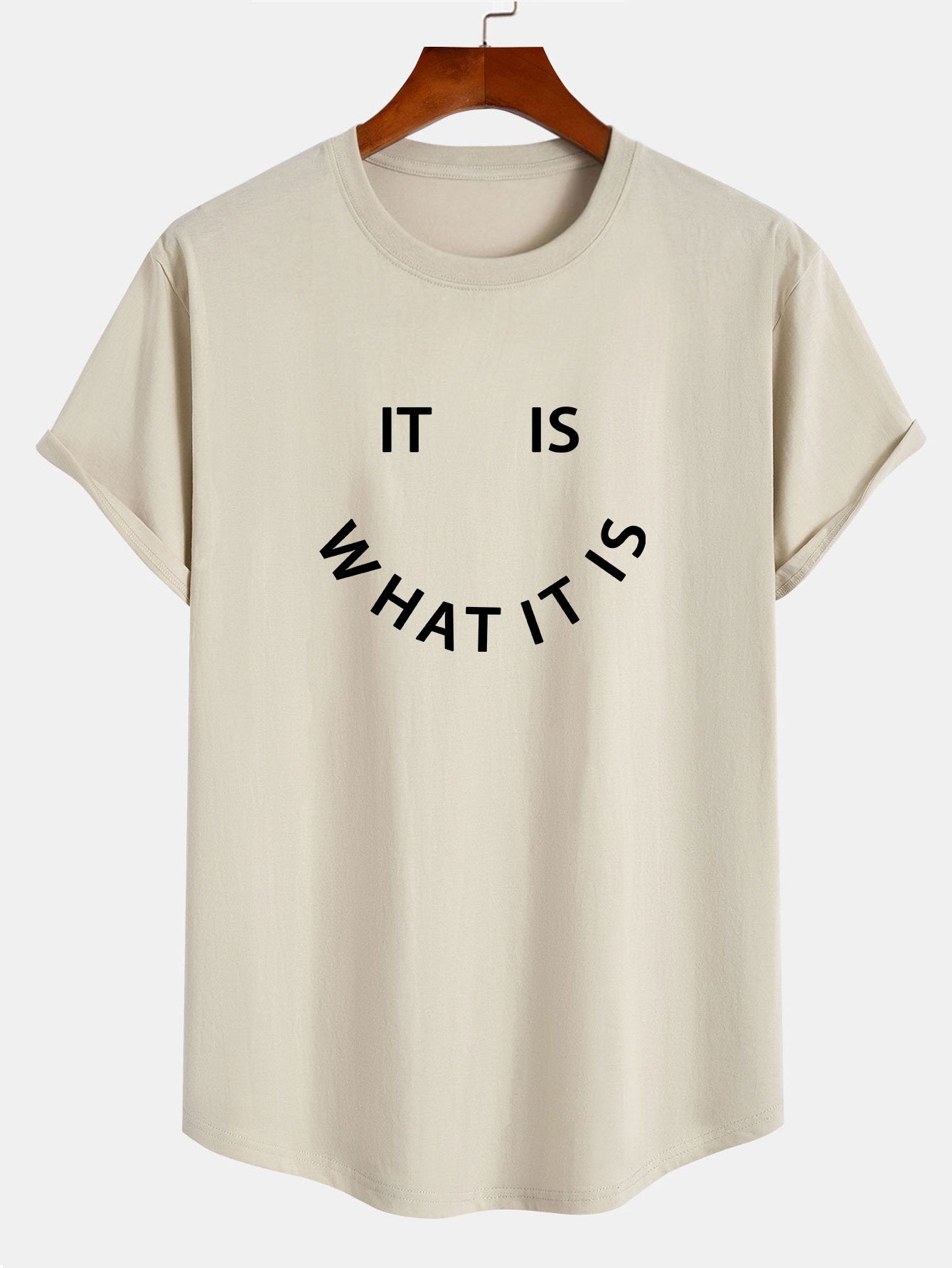 It Is What It Is Print Cotton Arc Hem T-Shirt