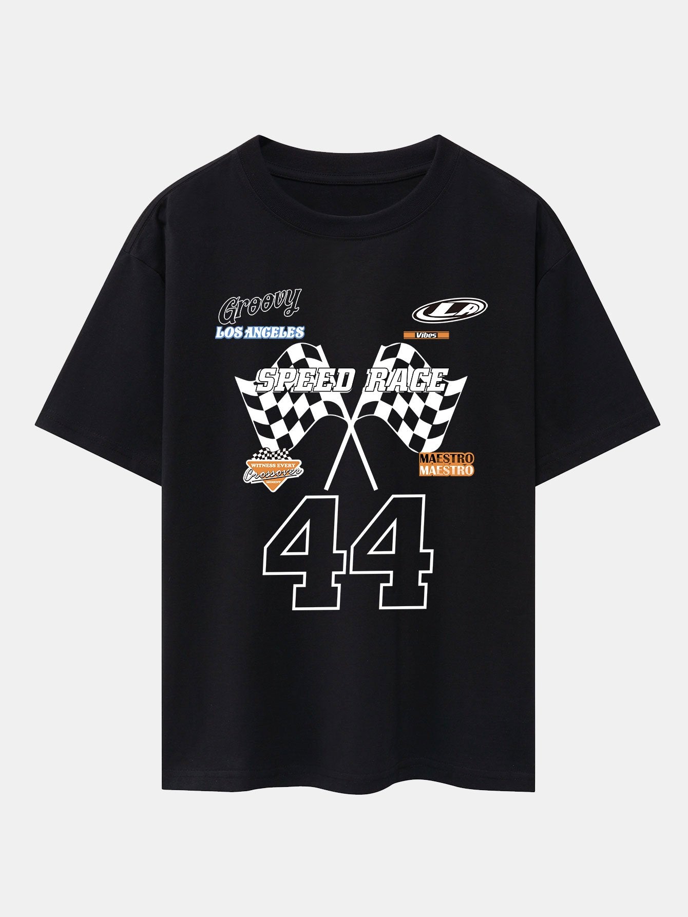 Racing Slogan Print Drop Shoulder Oversize T-Shirt