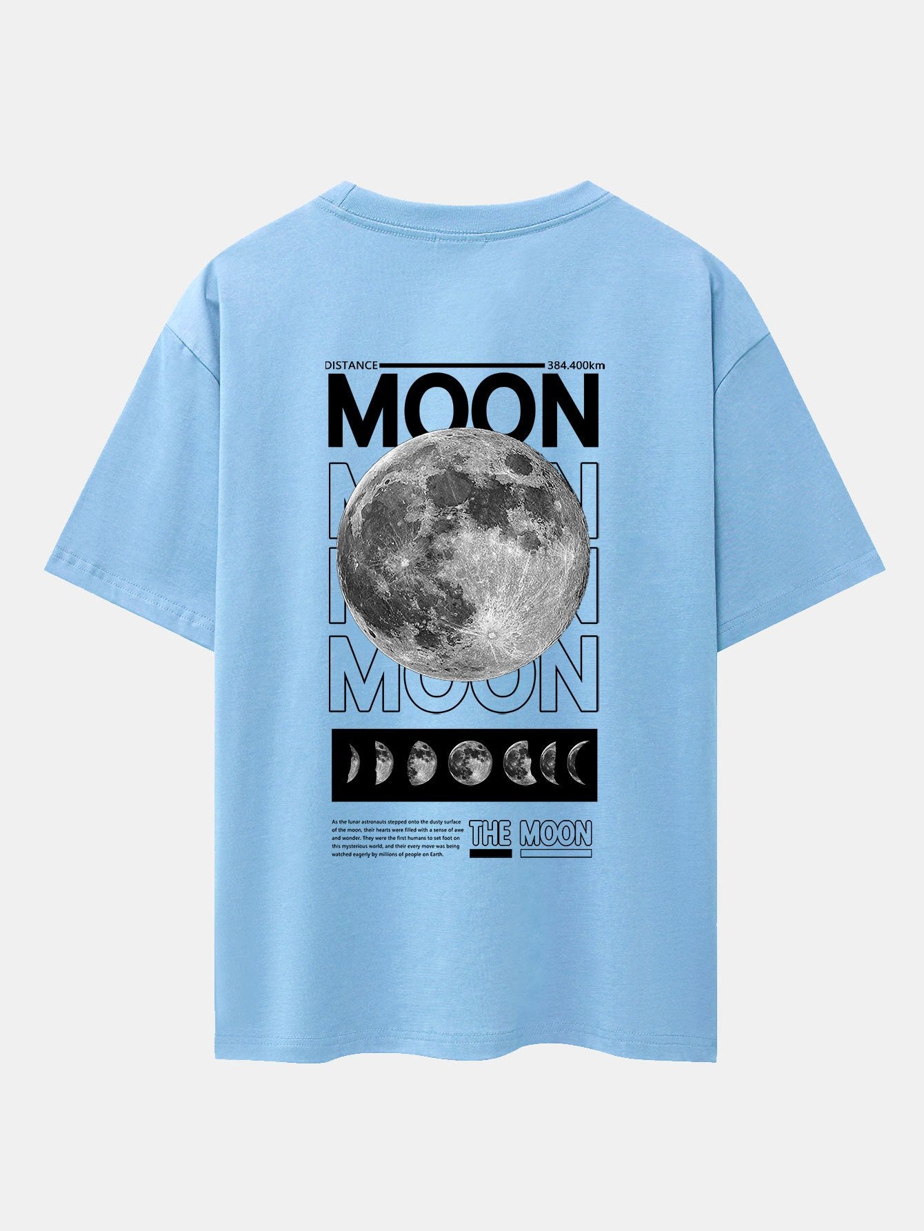 Moon Back Print Drop Shoulder Oversize T-Shirt