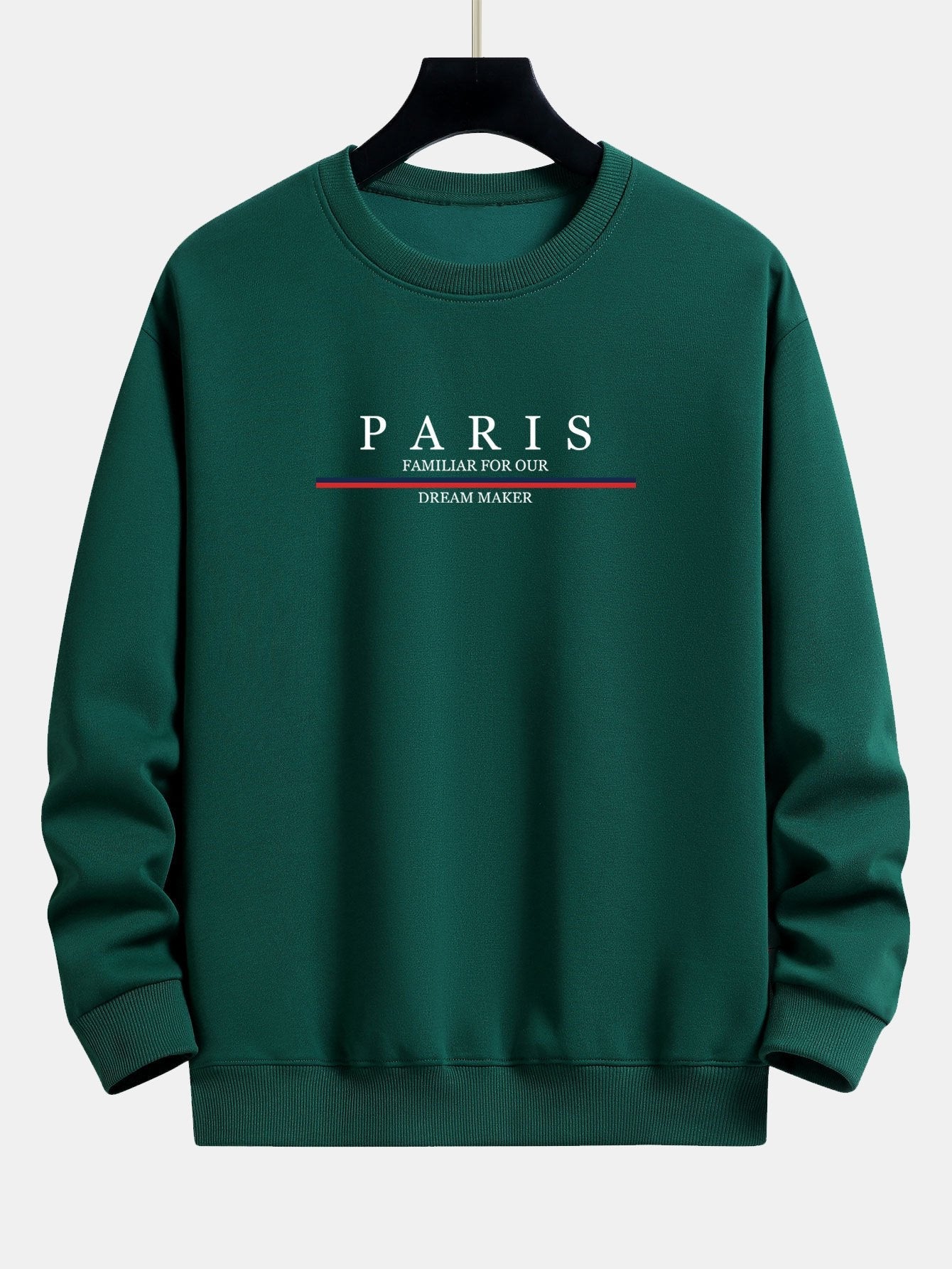 Sweat-shirt coupe décontractée à rayures et slogan Paris