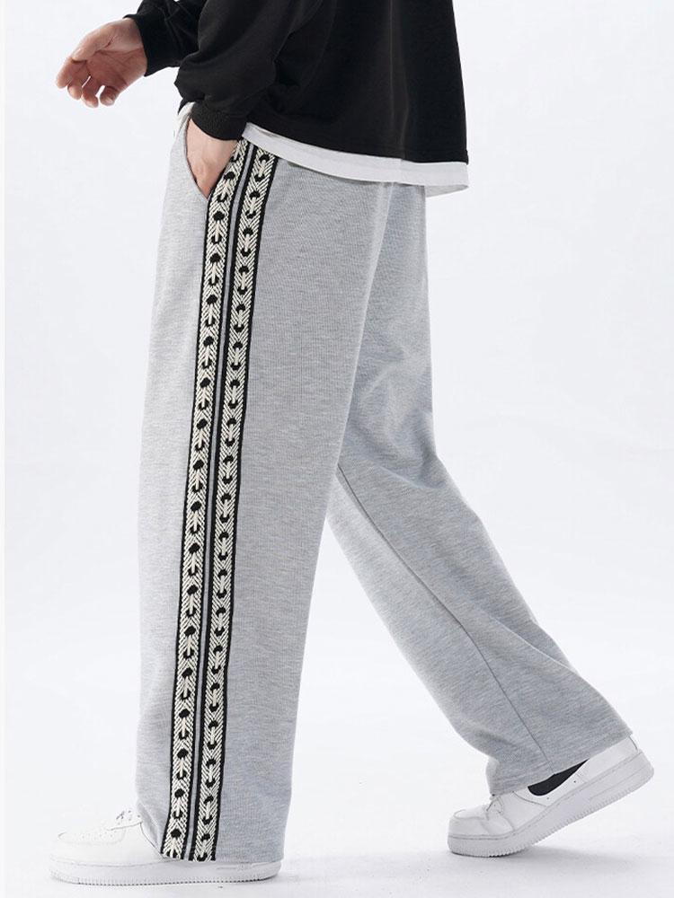 Side Webbing Panel Relax Fit Straight Leg Trousers