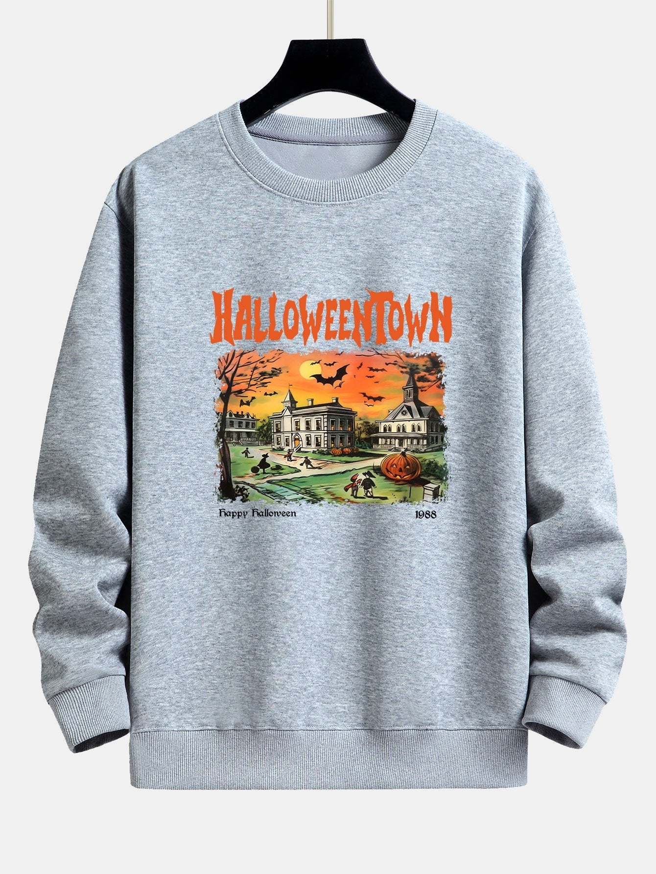 Sweat-shirt coupe décontractée à imprimé ville d'Halloween