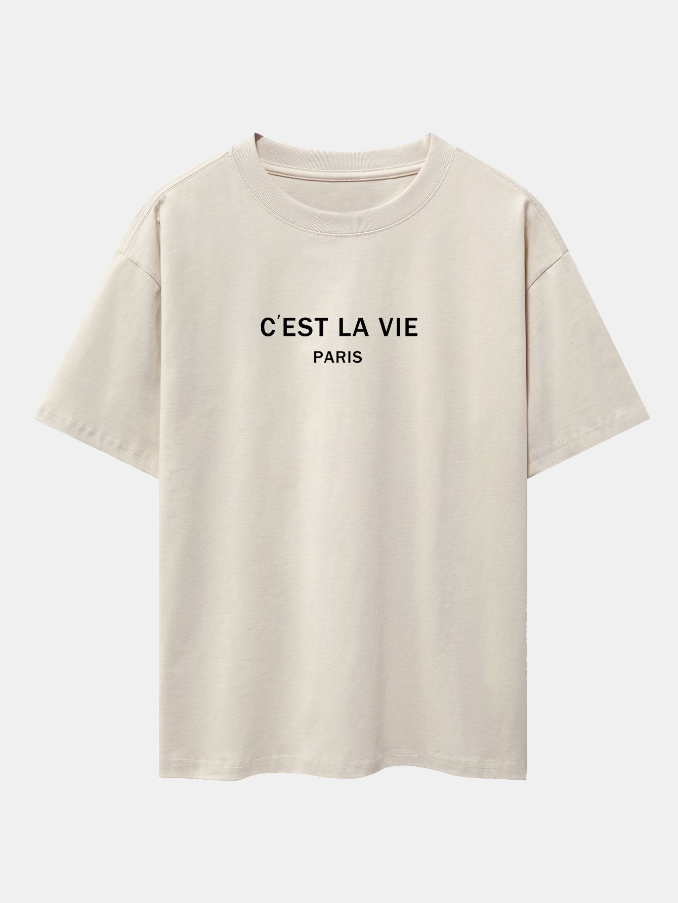 T-shirt oversize à épaules tombantes et imprimé lettre Paris