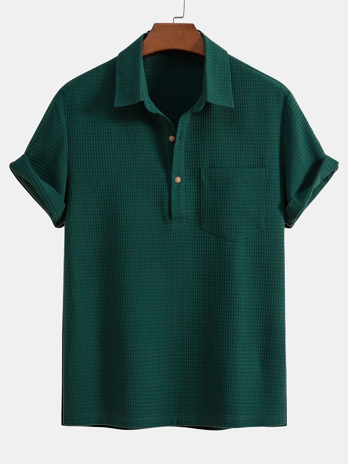 Chemise à col polo gaufré avec poche