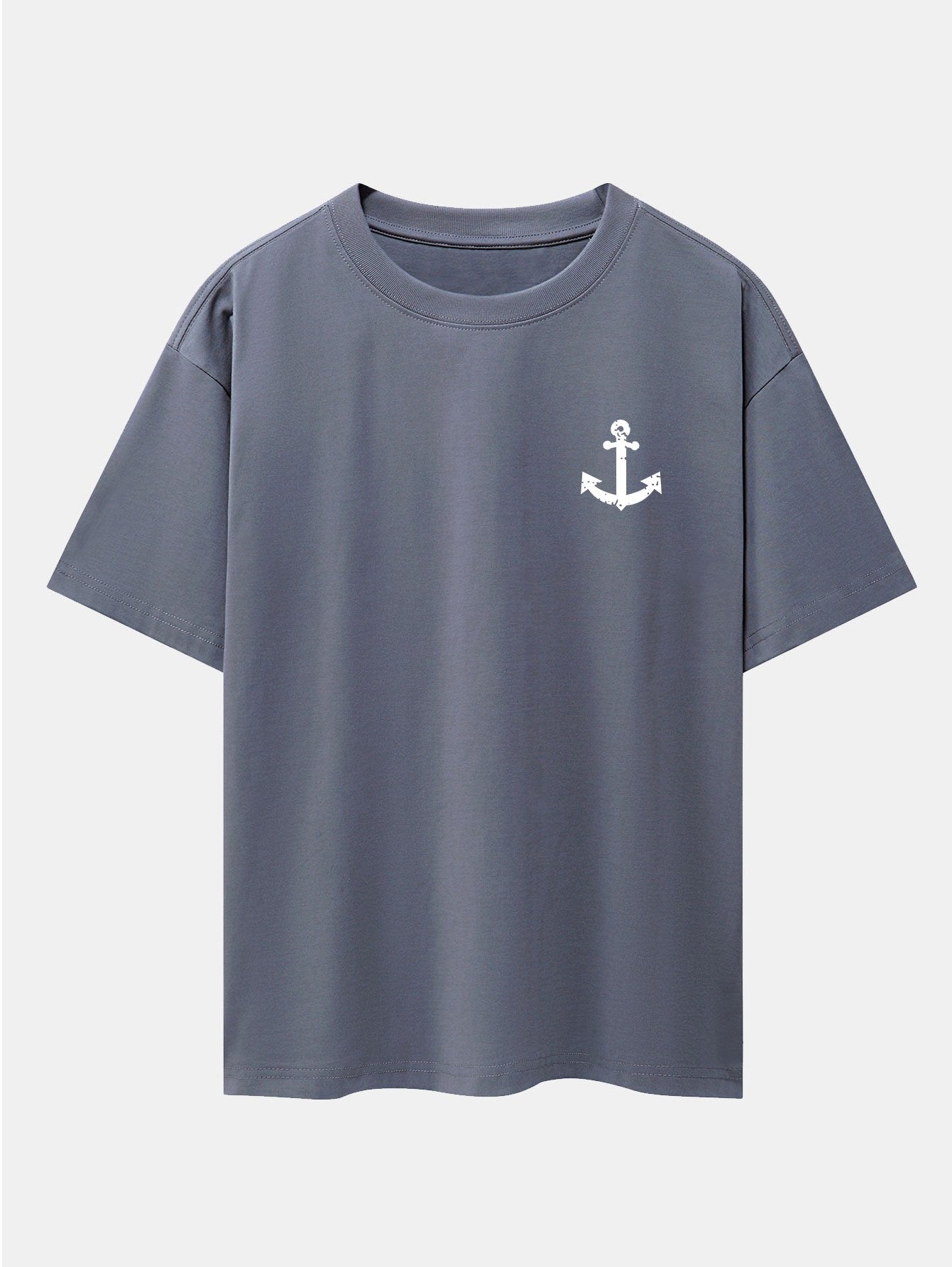 Anchor Print Drop Shoulder Oversize T-Shirt