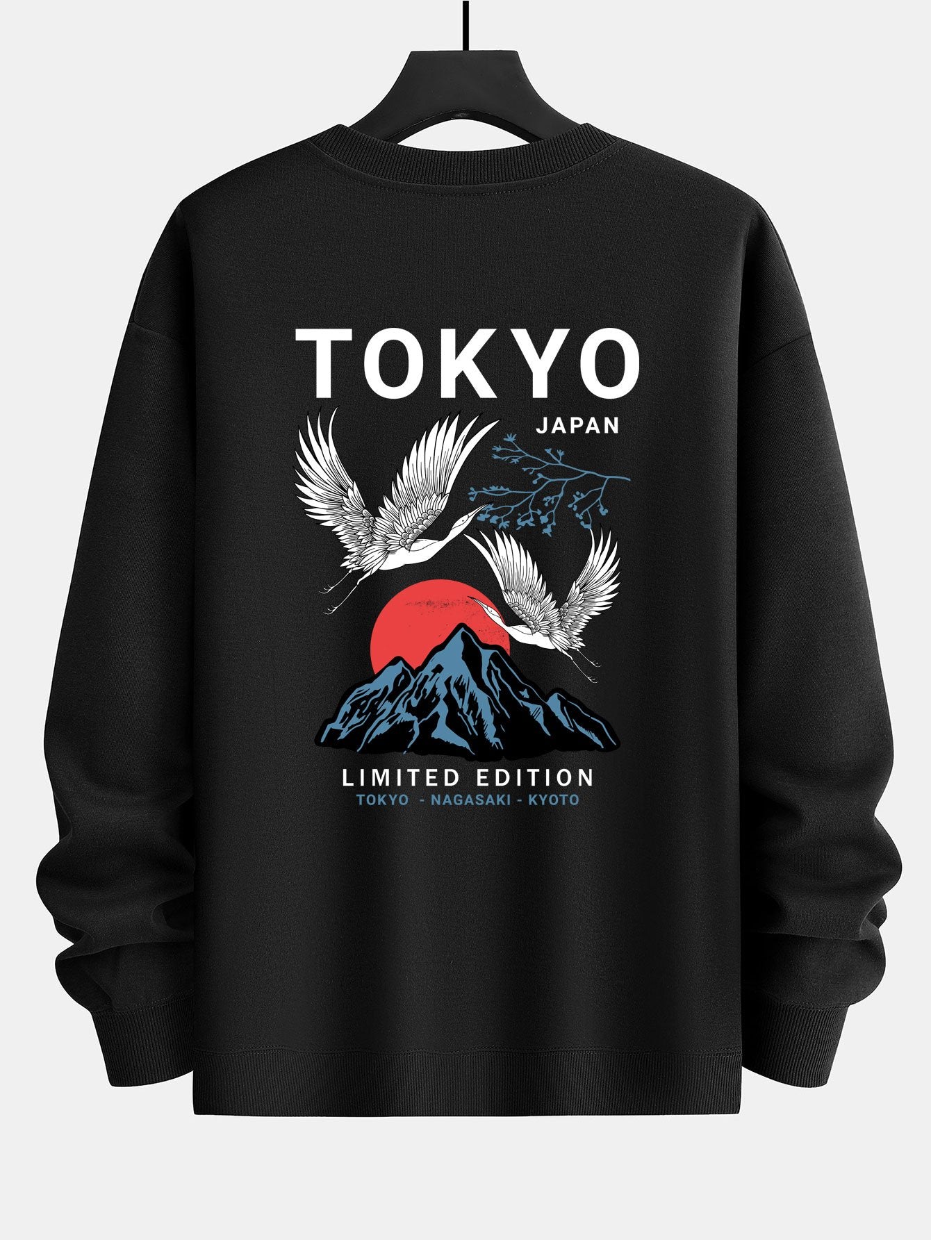 Sweat-shirt coupe décontractée à imprimé Tokyo Crane dans le dos