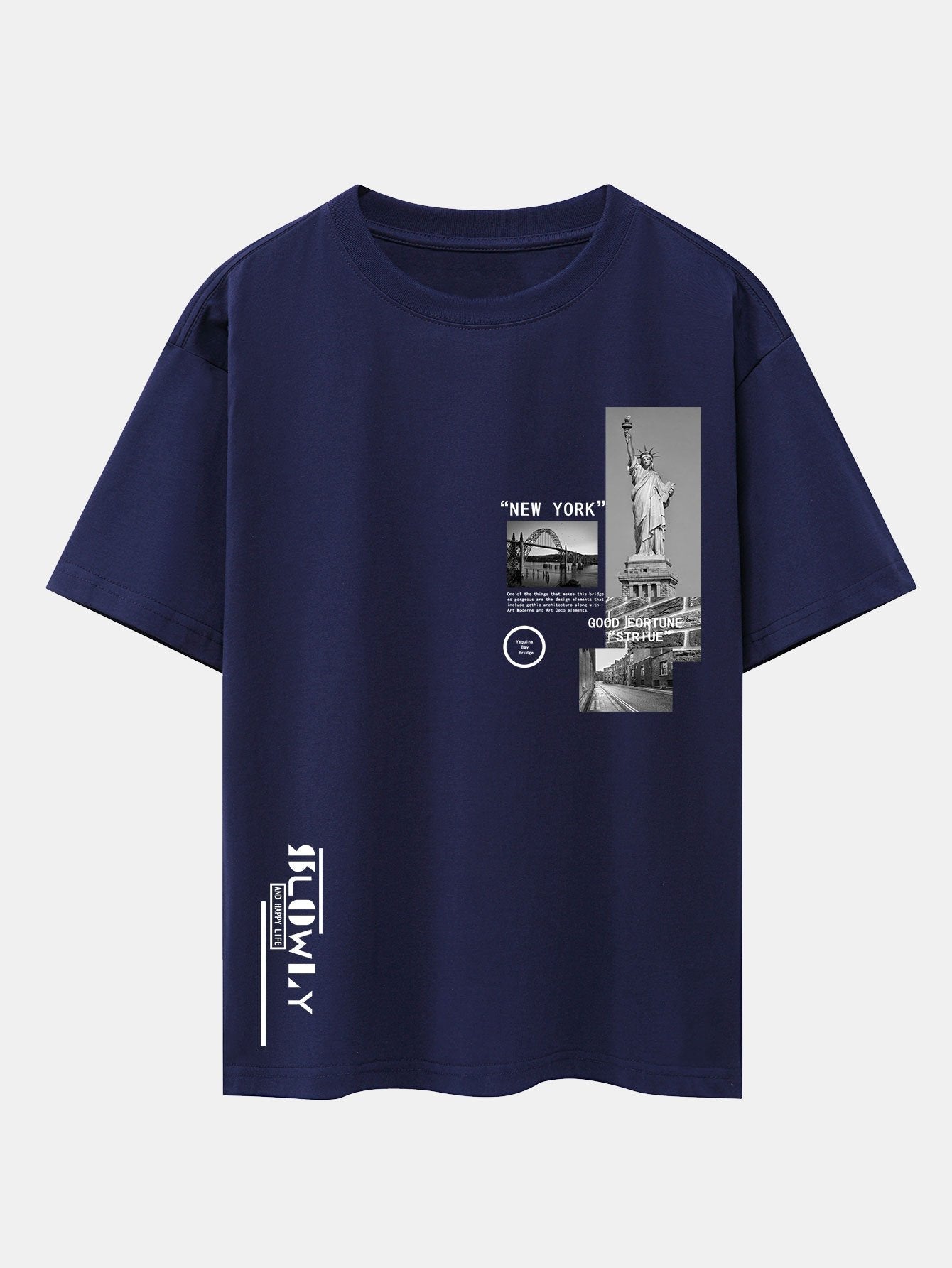 New York Architecture Print Drop Shoulder Oversize T-Shirt