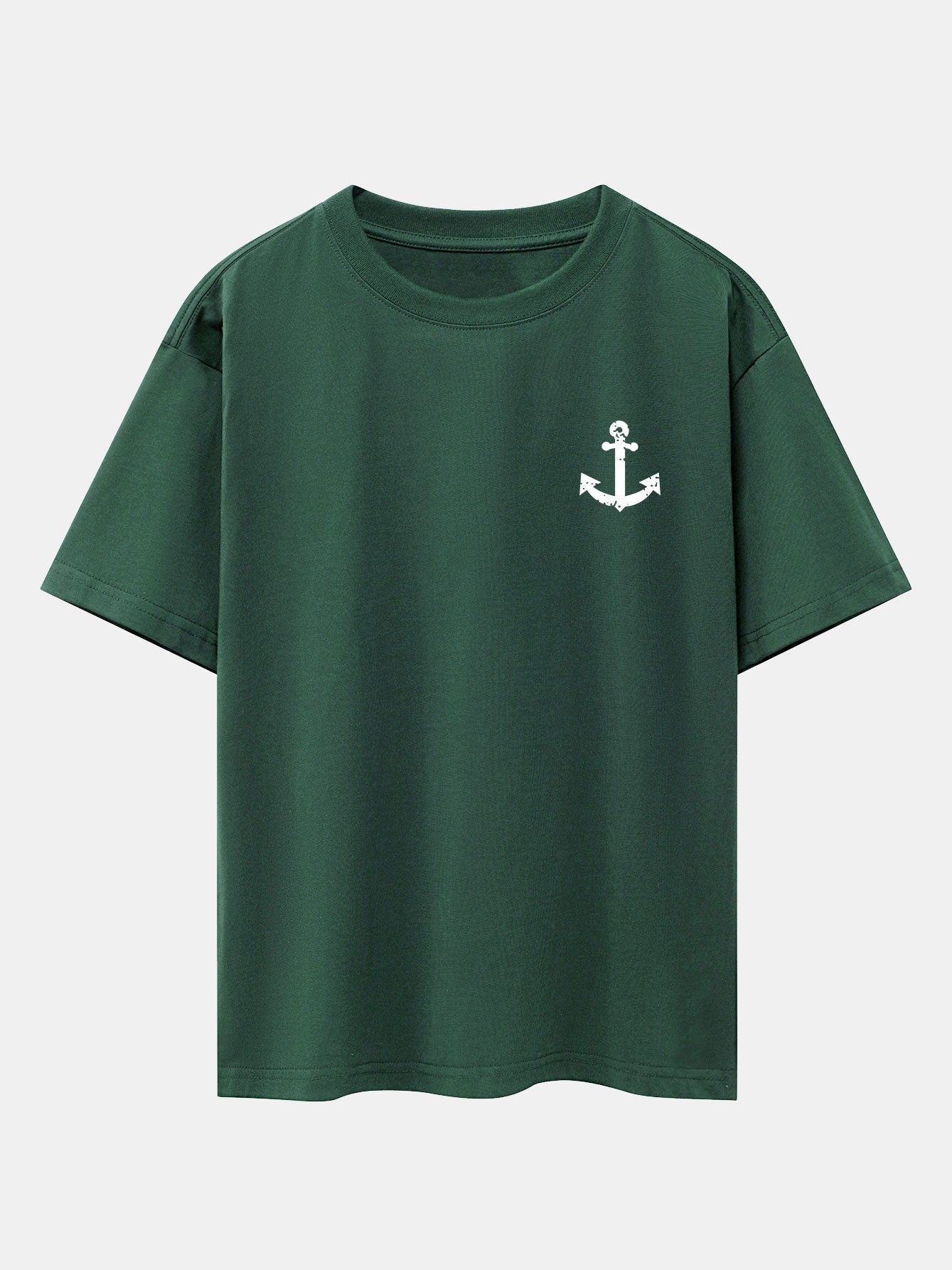 Anchor Print Drop Shoulder Oversize T-Shirt