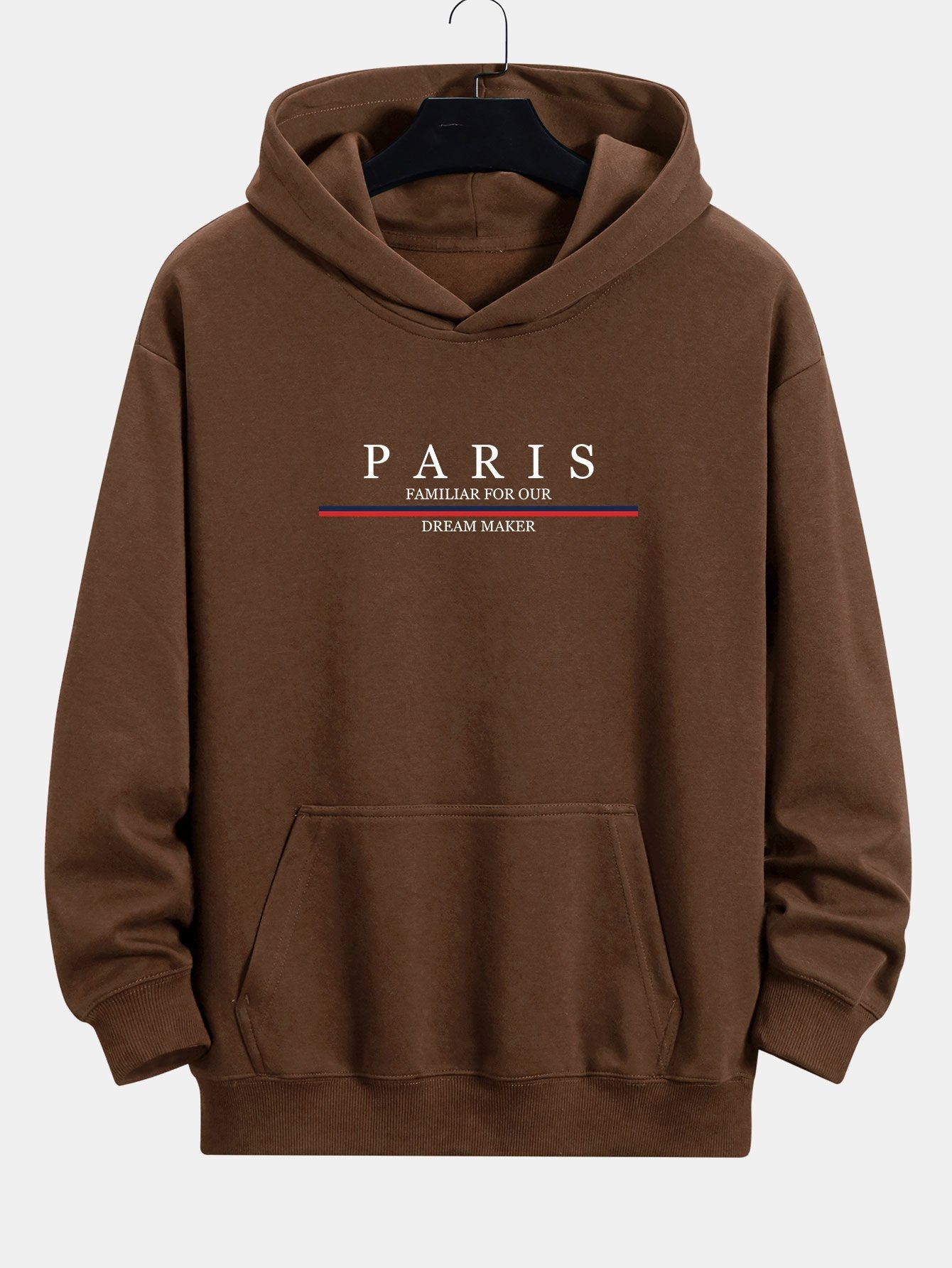 Sweat à capuche coupe décontractée à rayures Paris et imprimé slogan