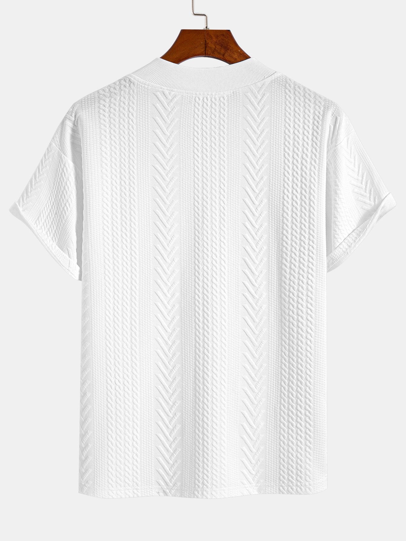 Oversize Geometric Jacquard V-neck T-Shirt