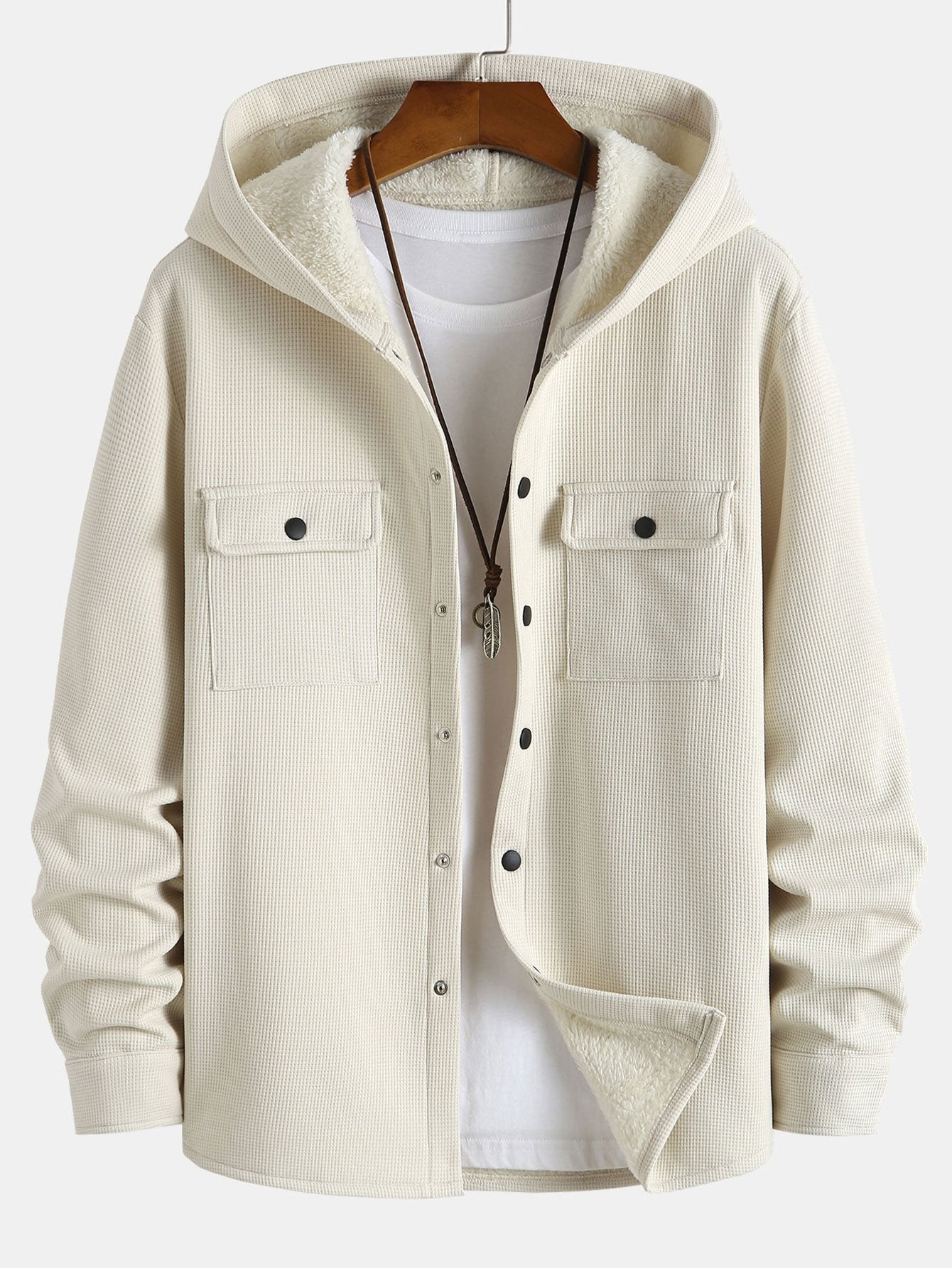 Waffle Hooded Fleece Lined Shirt