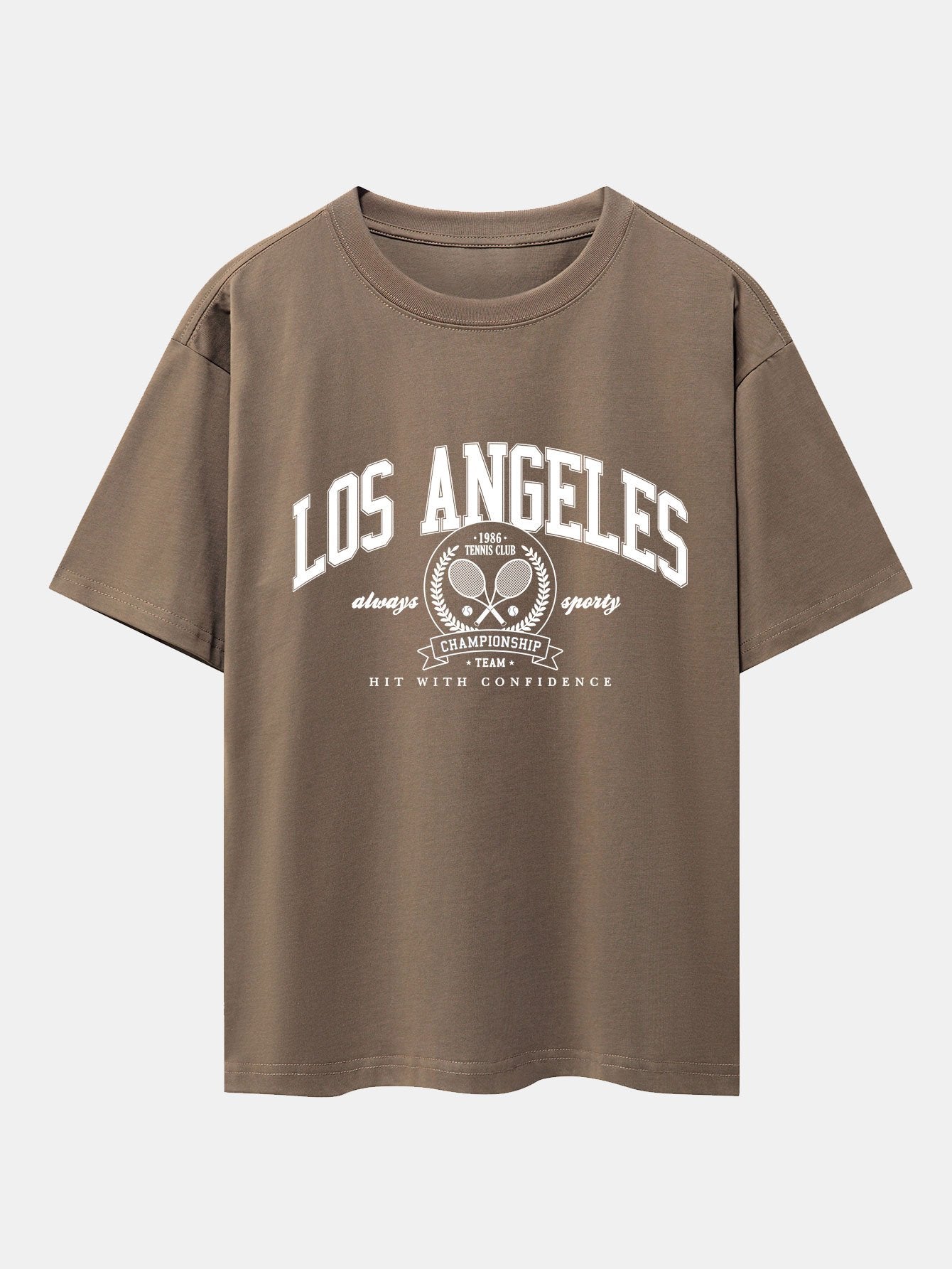 Los Angeles Tennis Print Drop Shoulder Oversize T-Shirt