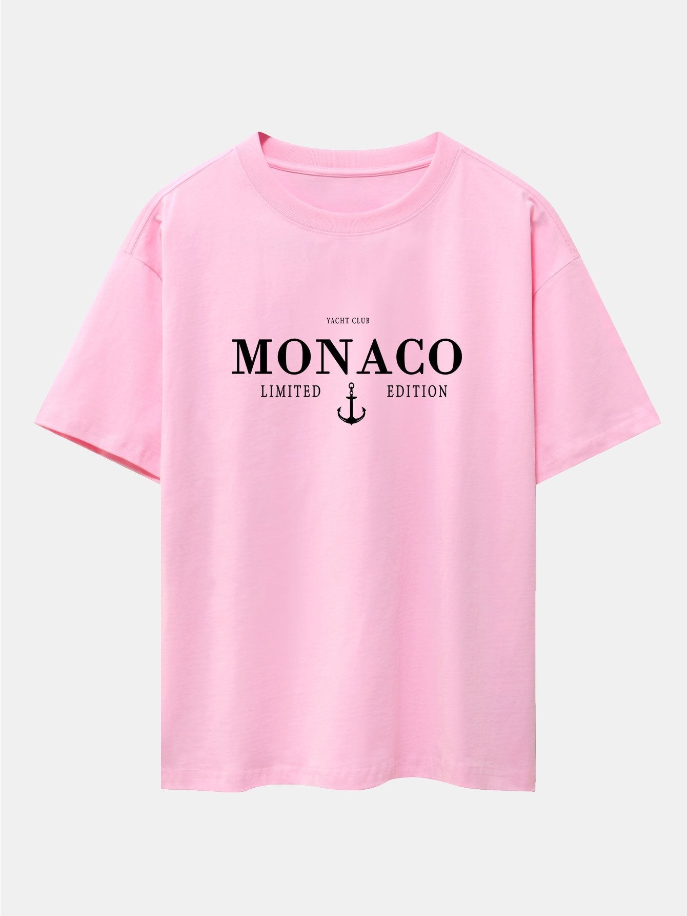 Monaco Slogan Print Drop Shoulder Oversize T-Shirt