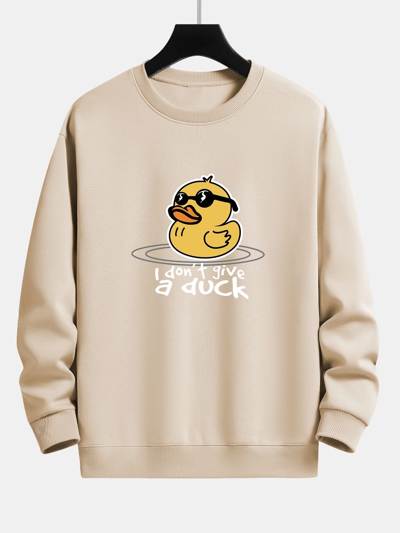 Sweat-shirt coupe décontractée imprimé canard jaune avec lunettes de soleil