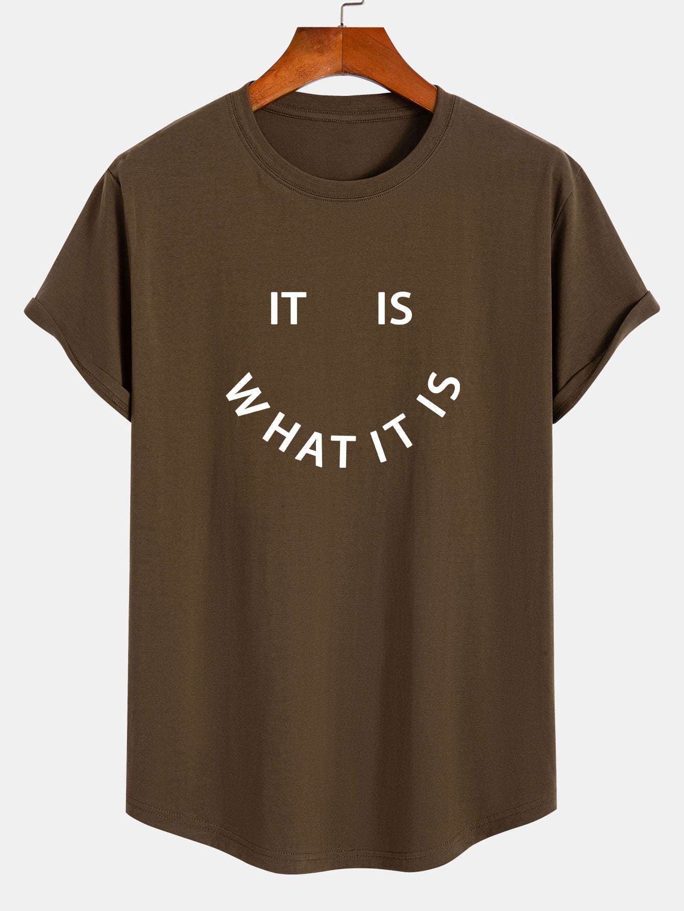 It Is What It Is Print Cotton Arc Hem T-Shirt