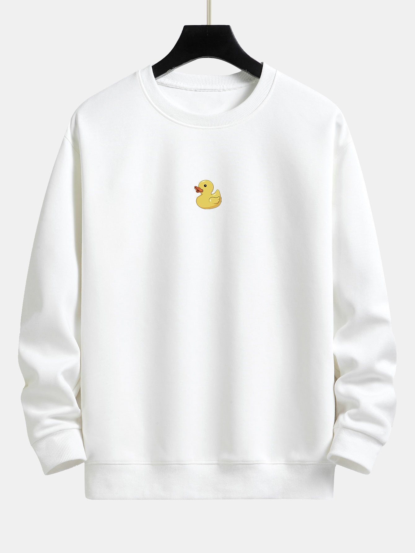 Sweat-shirt coupe décontractée à imprimé petit canard jaune