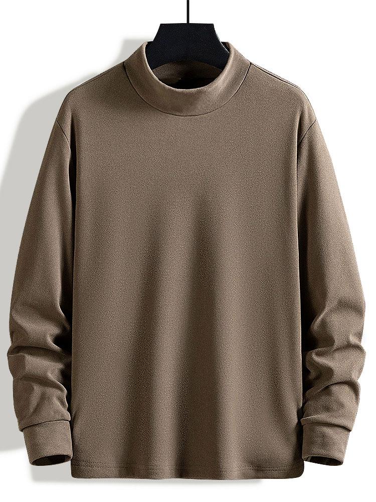 Fleece Long Sleeve Mock Neck T-Shirt