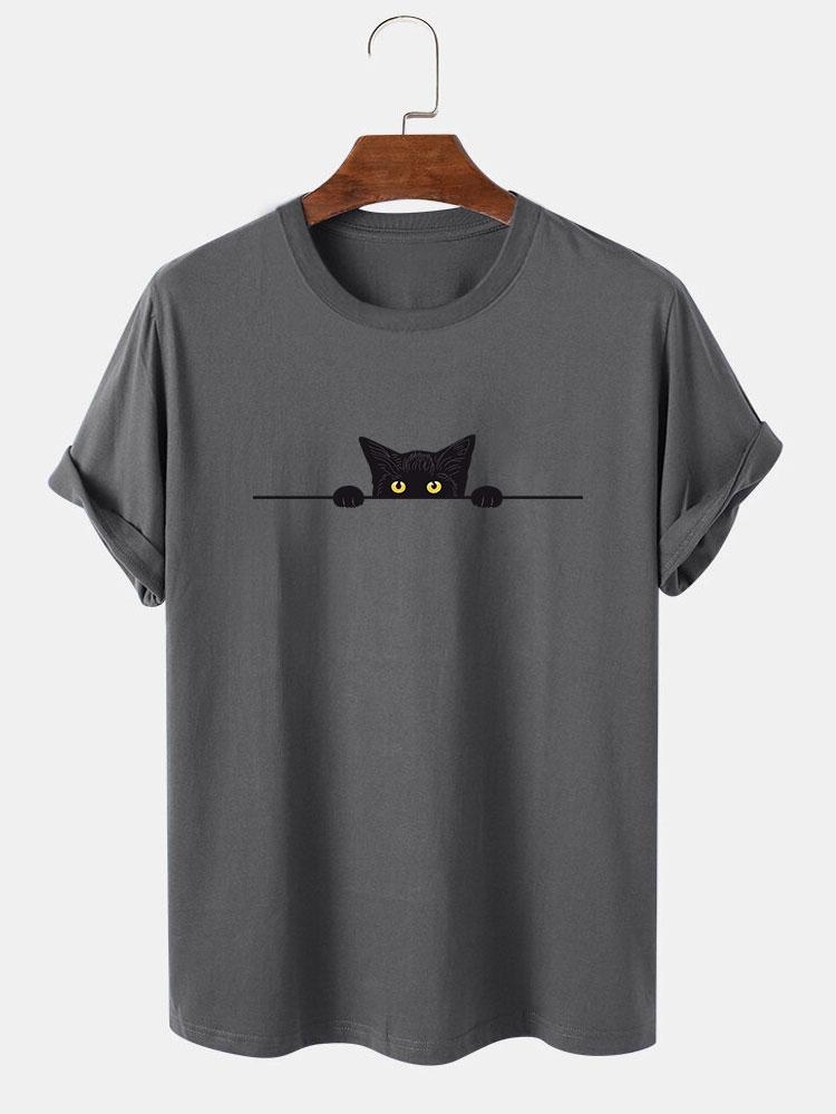 Black Cat Print T-Shirt