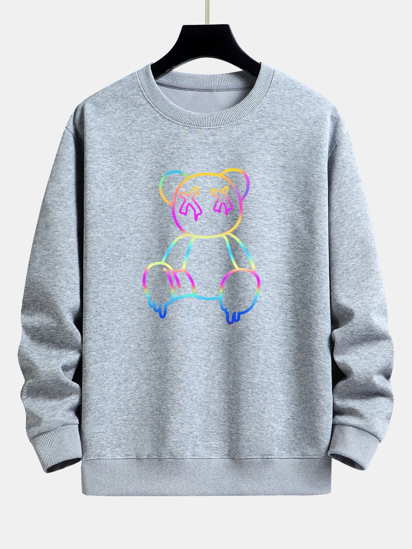 Gradient Dissolving Bear Print Relax Fit Sweatshirt