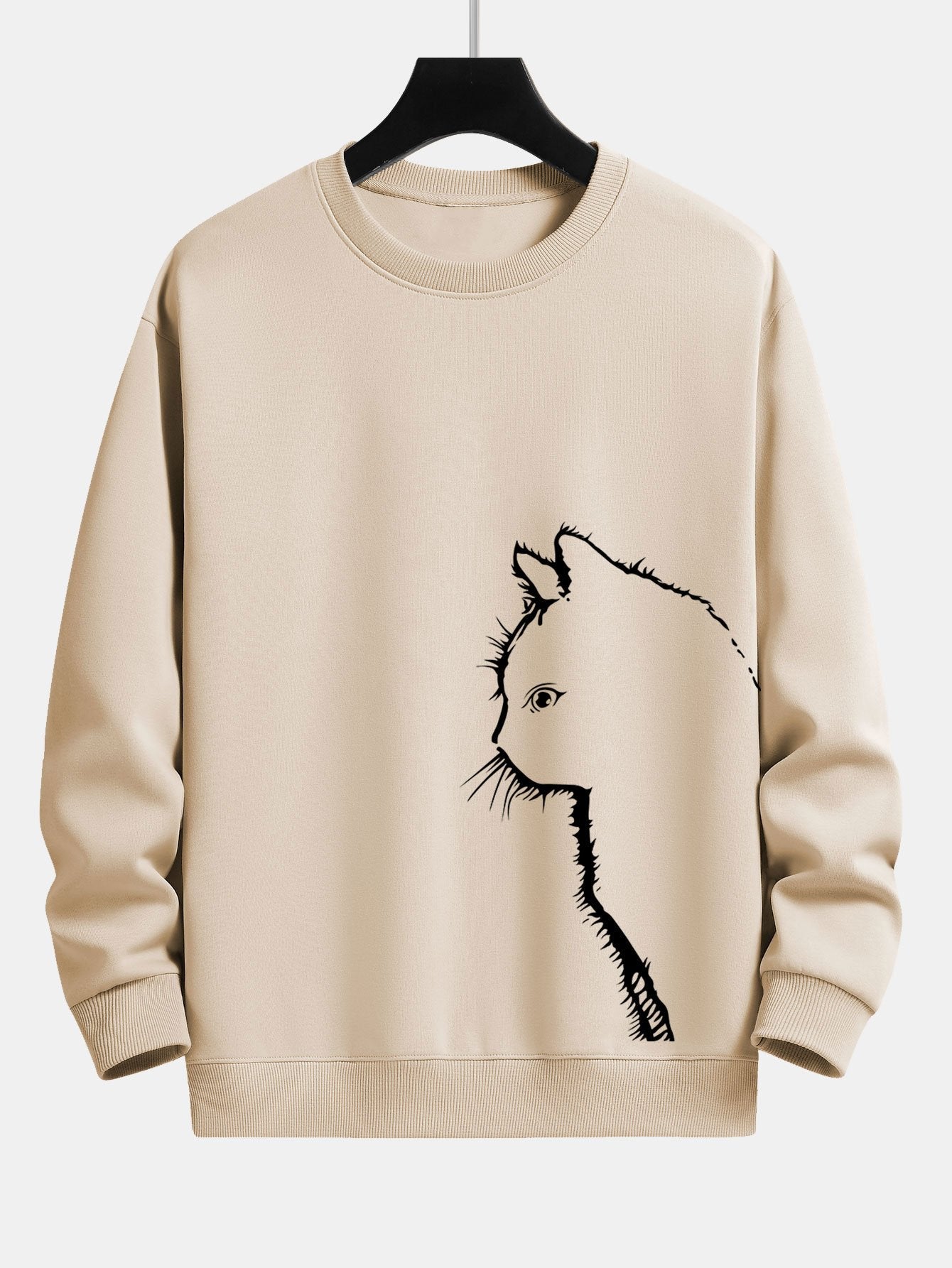 Sweat-shirt coupe décontractée à imprimé silhouette de chat