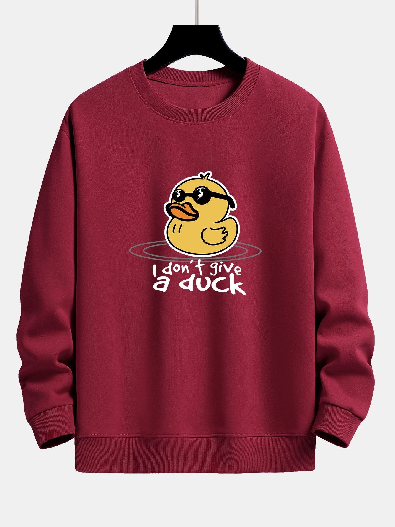 Sweat-shirt coupe décontractée imprimé canard jaune avec lunettes de soleil