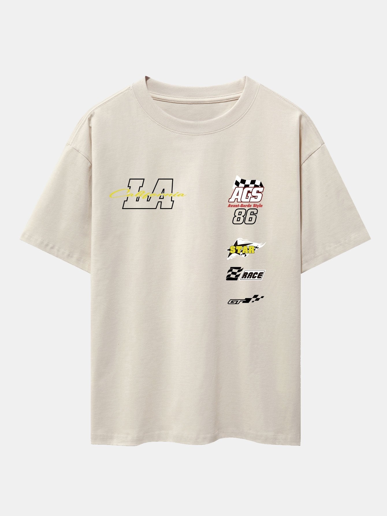 LA Racing Slogan Print Drop Shoulder Oversize T-Shirt