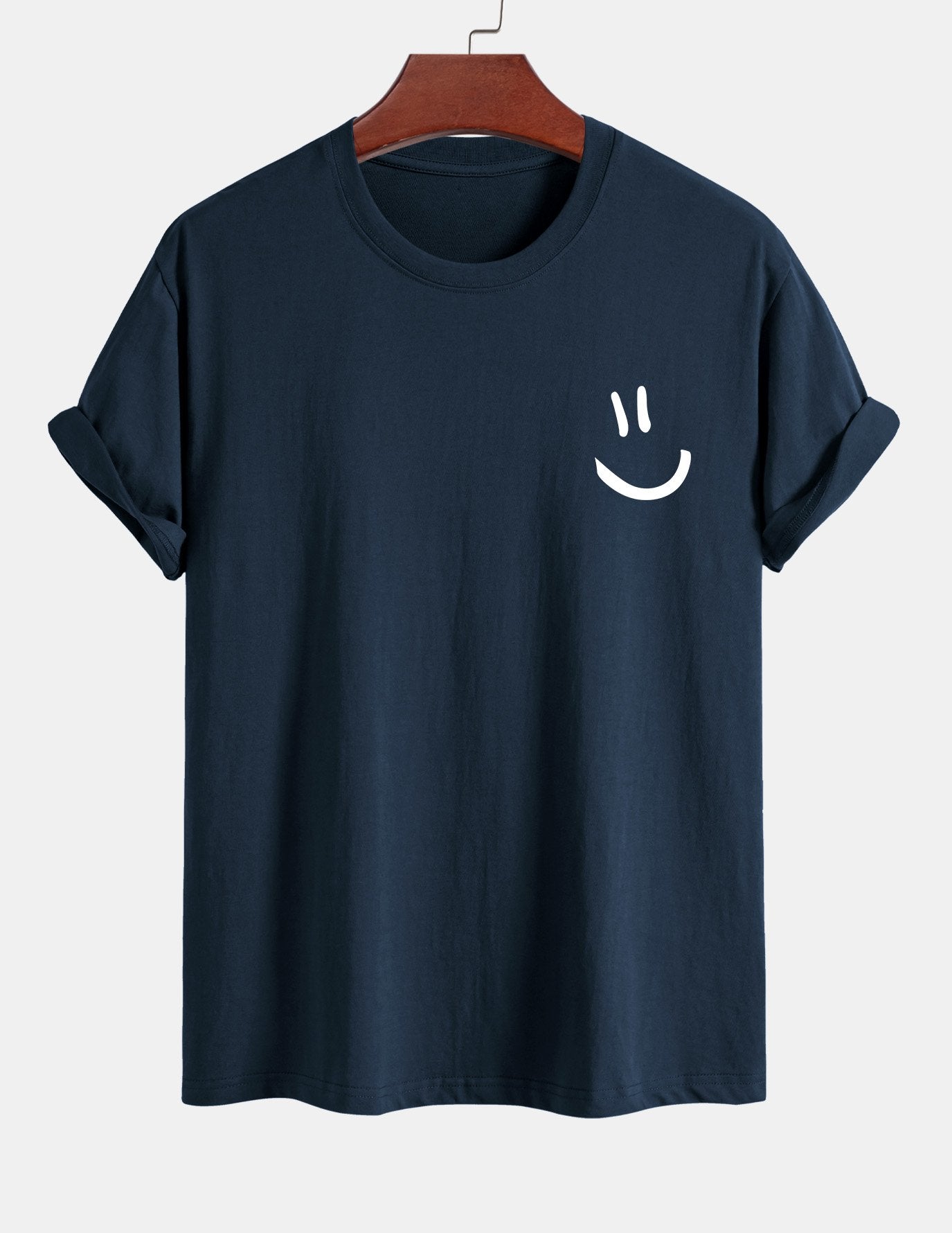 Regular Fit Smiley Face Print Cotton T-Shirt