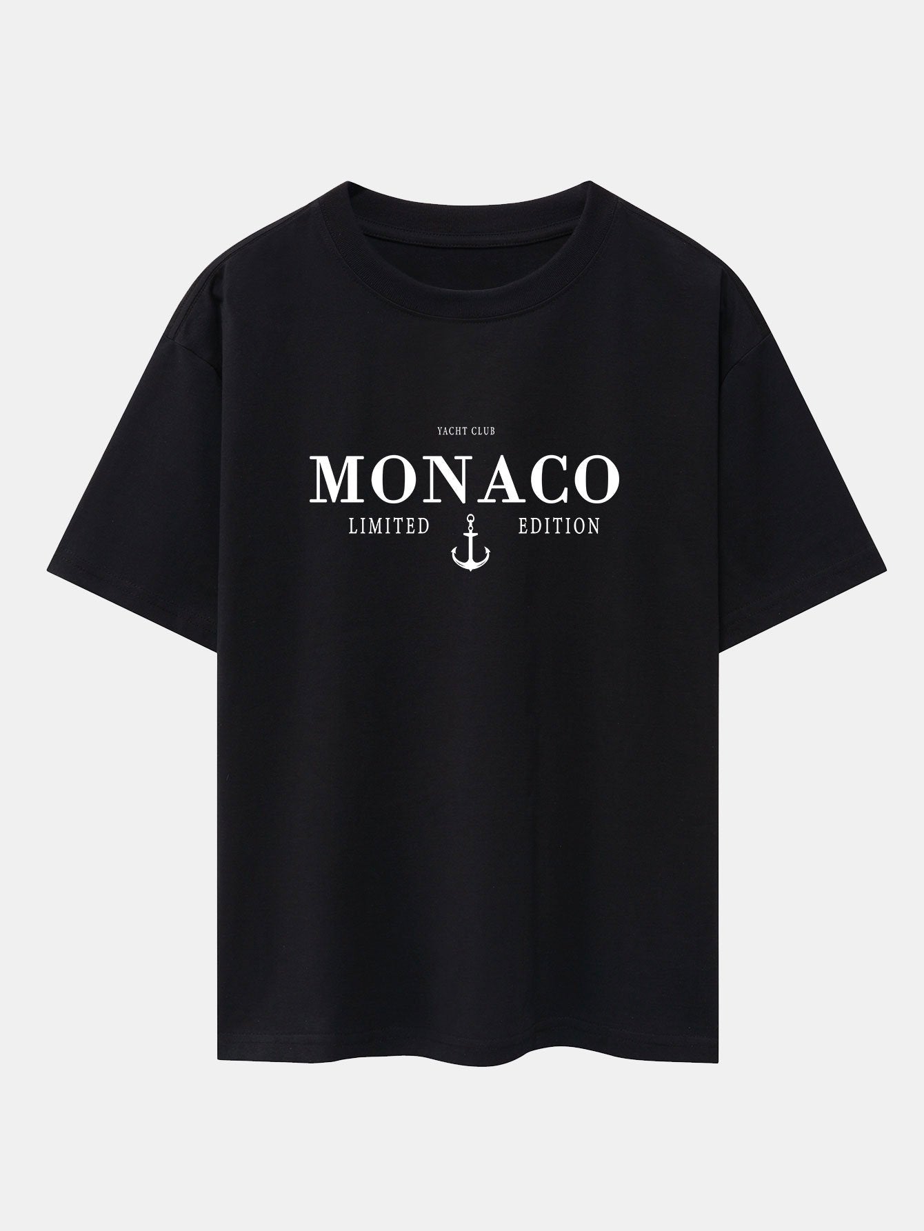 Monaco Slogan Print Drop Shoulder Oversize T-Shirt