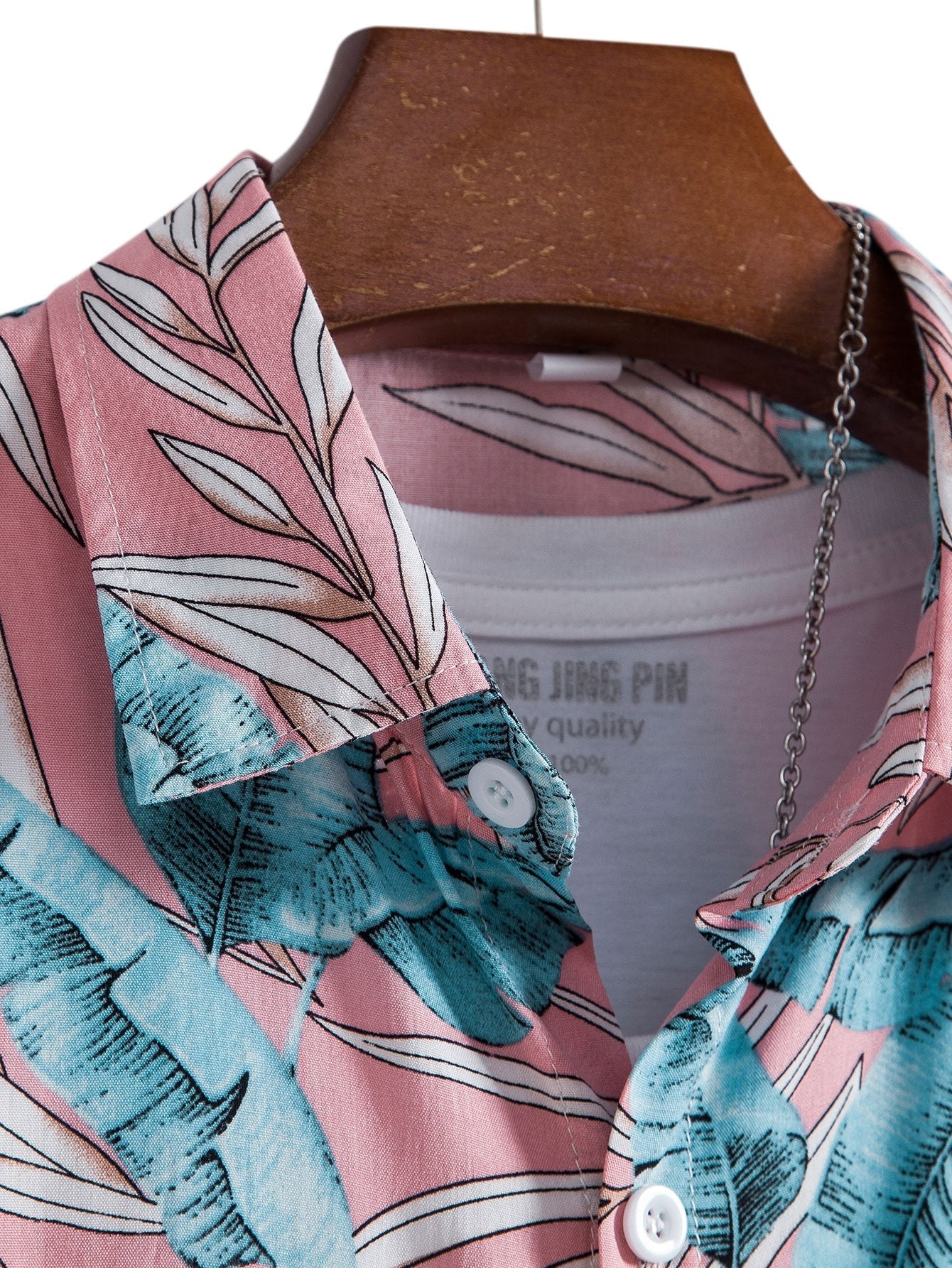 Chemise boutonnée en viscose à imprimé tropical