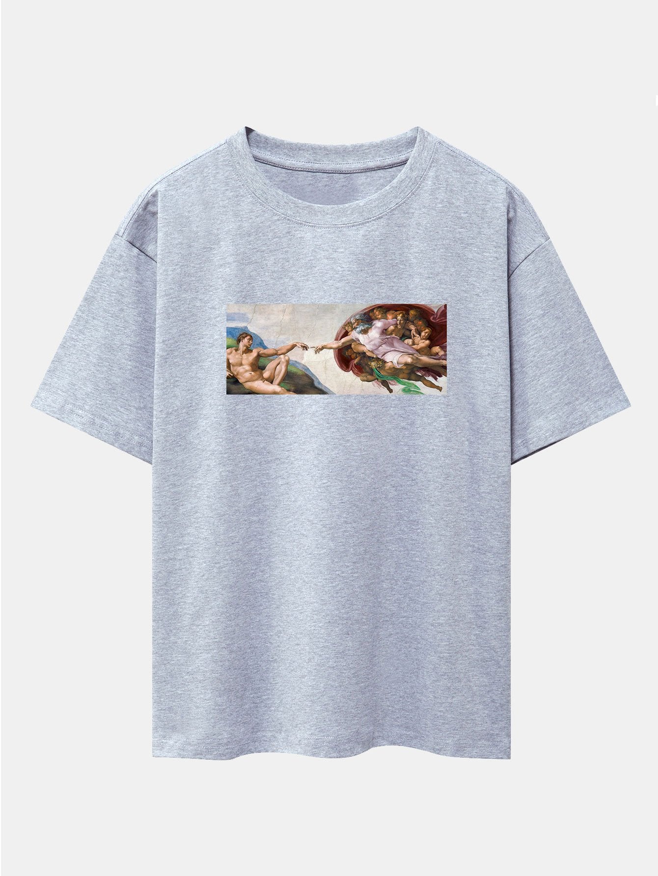 The Creation of Adam Print Drop Shoulder Oversize T-Shirt