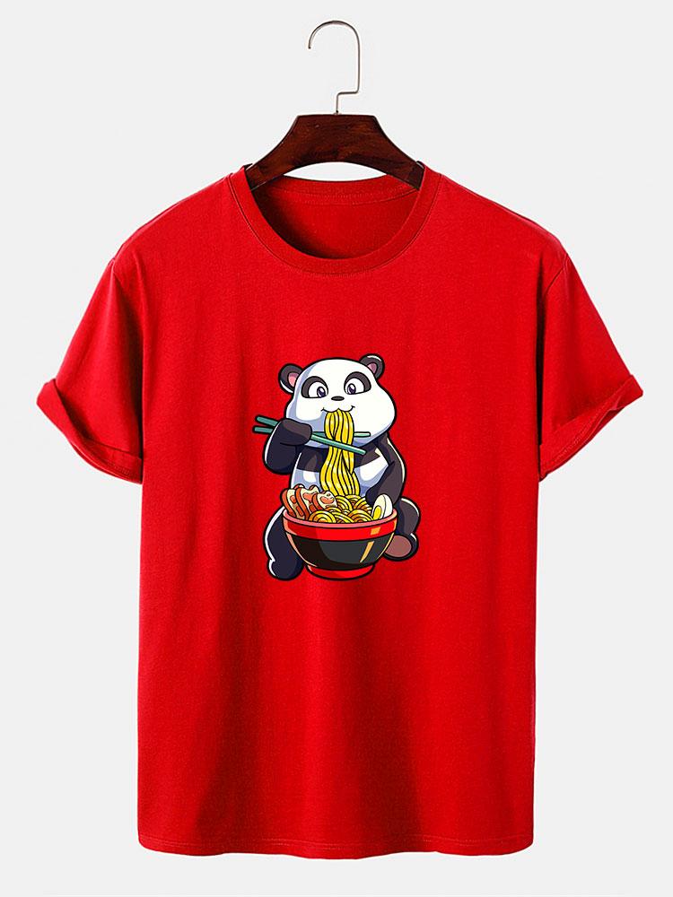 Panda Eating Ramen Print T-Shirt