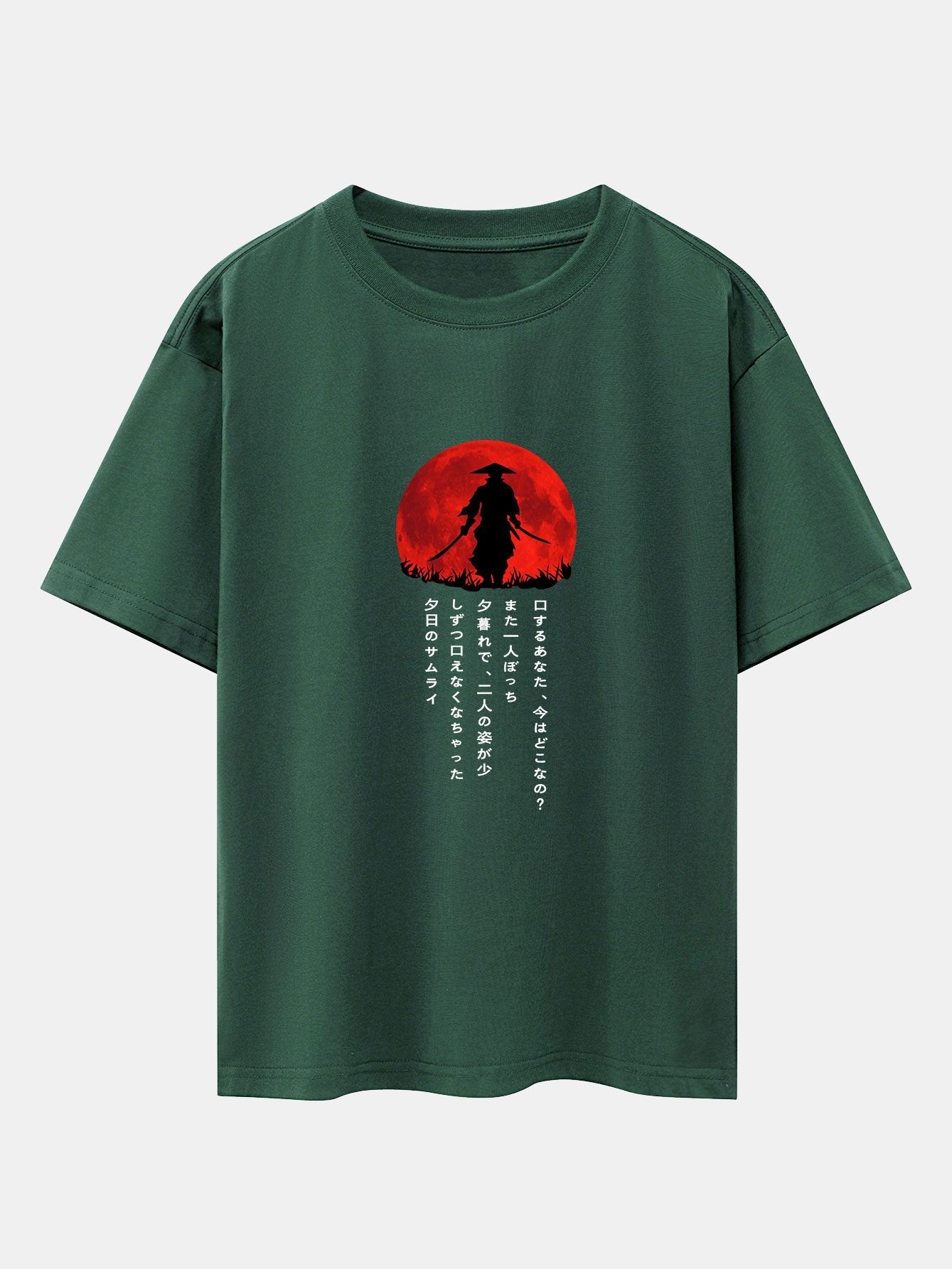 Japanese Samurai Print Drop Shoulder Oversize T-Shirt