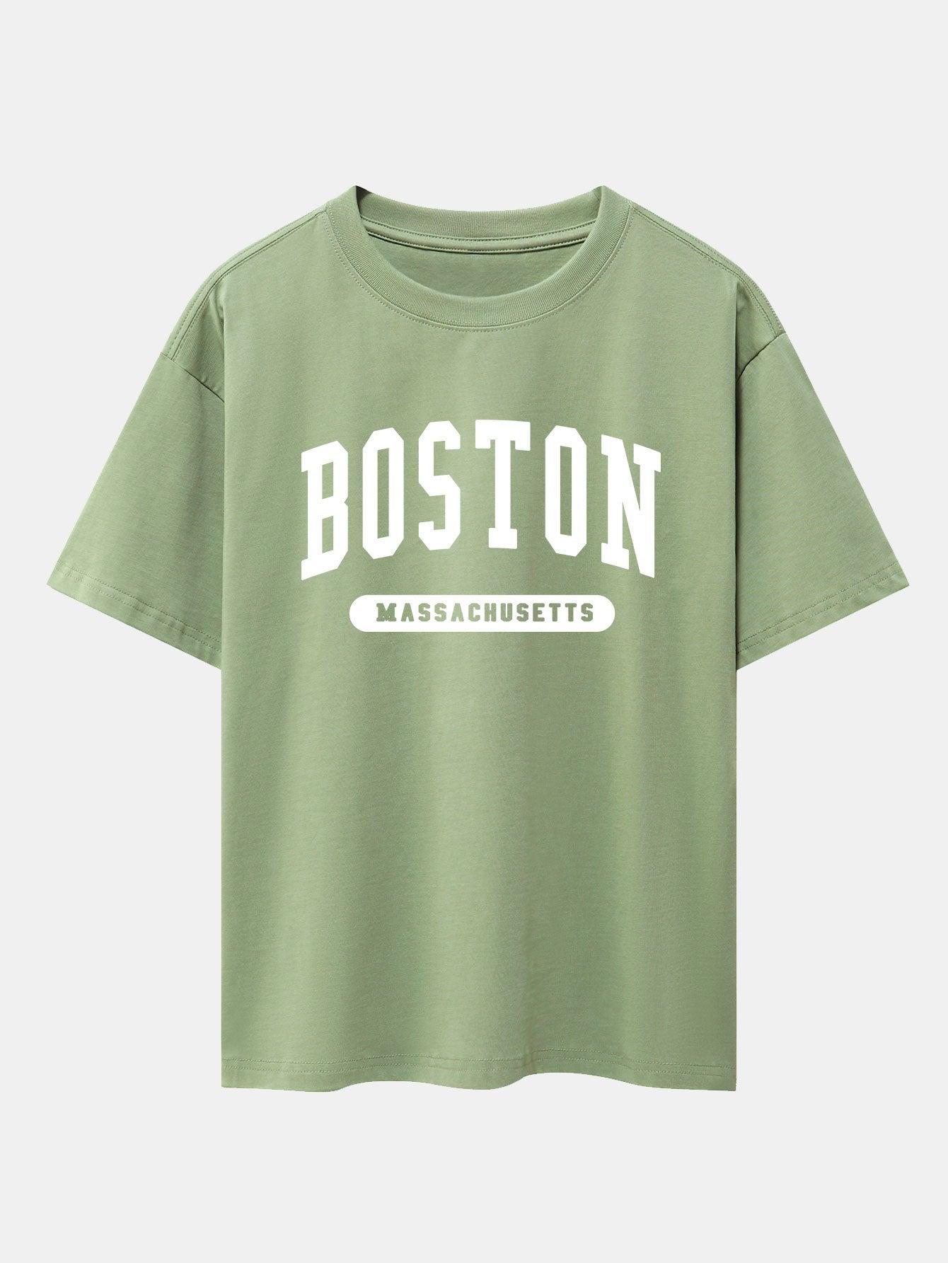 Boston Slogan Print Drop Shoulder Oversize T-Shirt