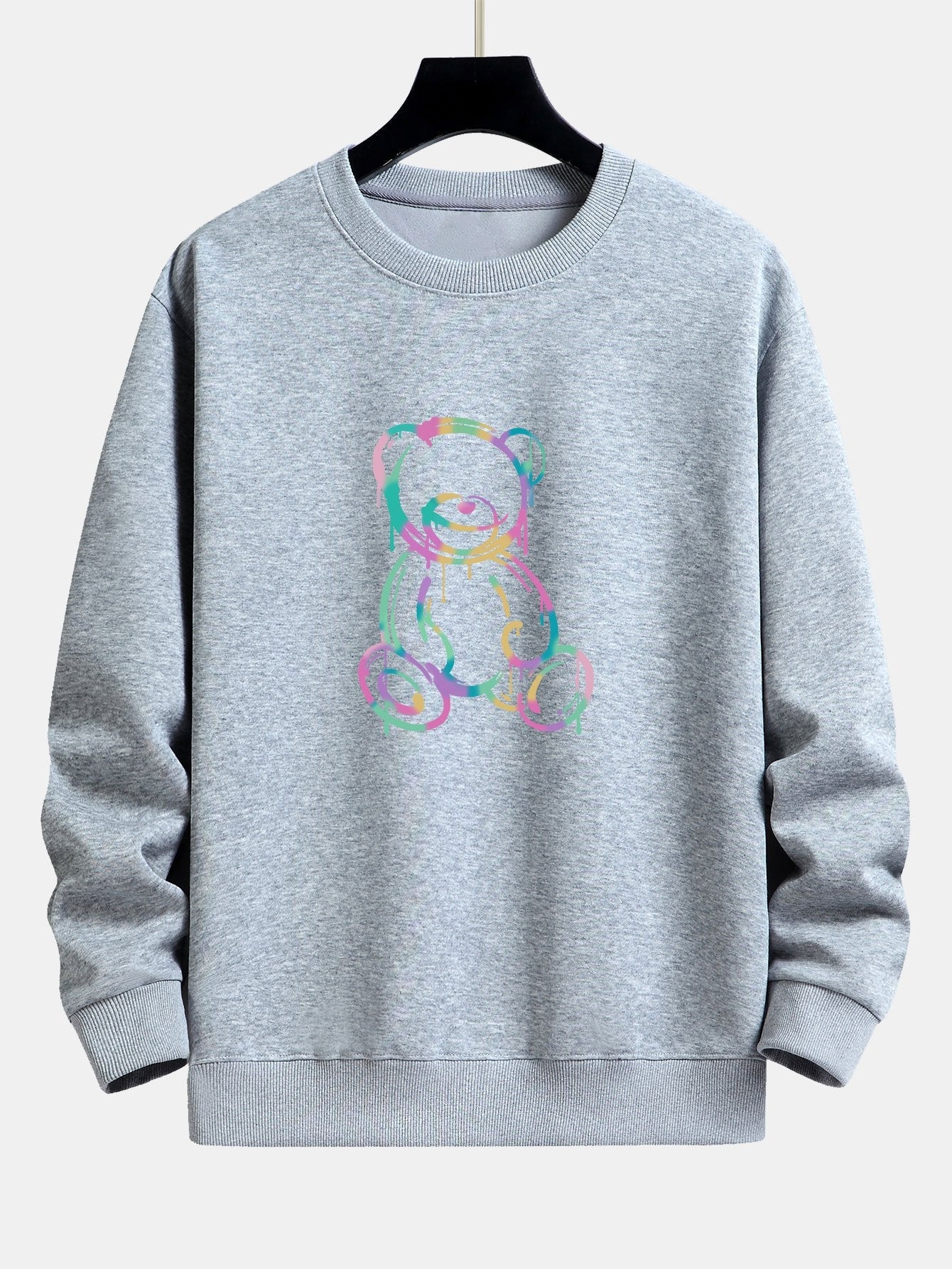 Colorful Dissolving Bear Print Relax Fit Sweatshirt