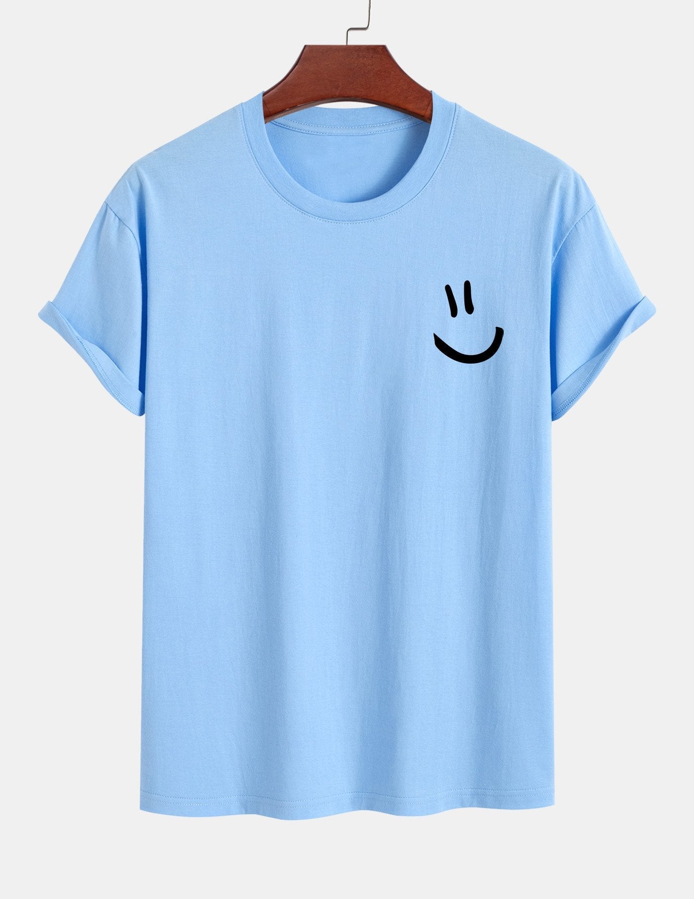 Regular Fit Smiley Face Print Cotton T-Shirt