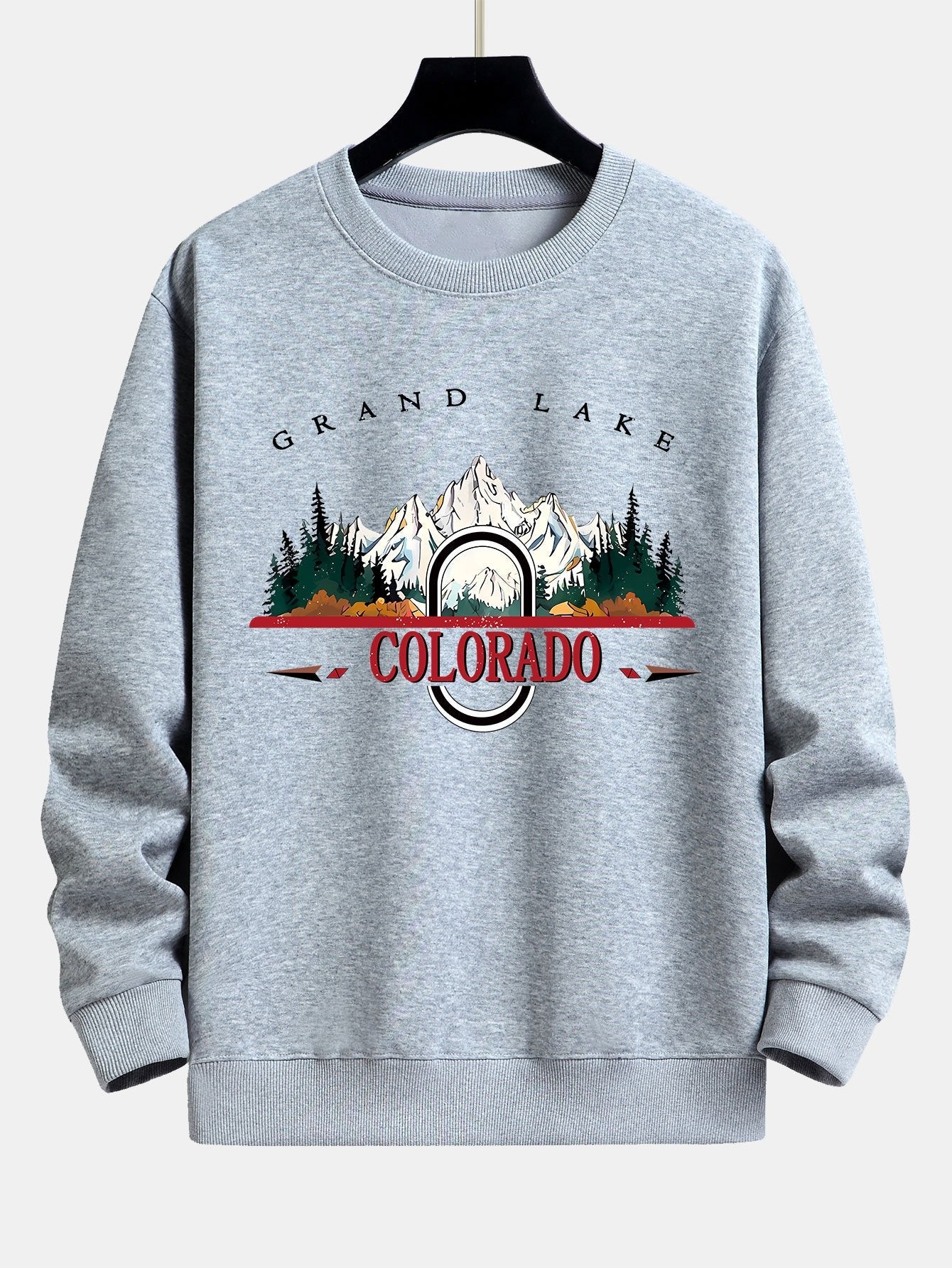 Sweat-shirt coupe décontractée à imprimé montagnes du Colorado