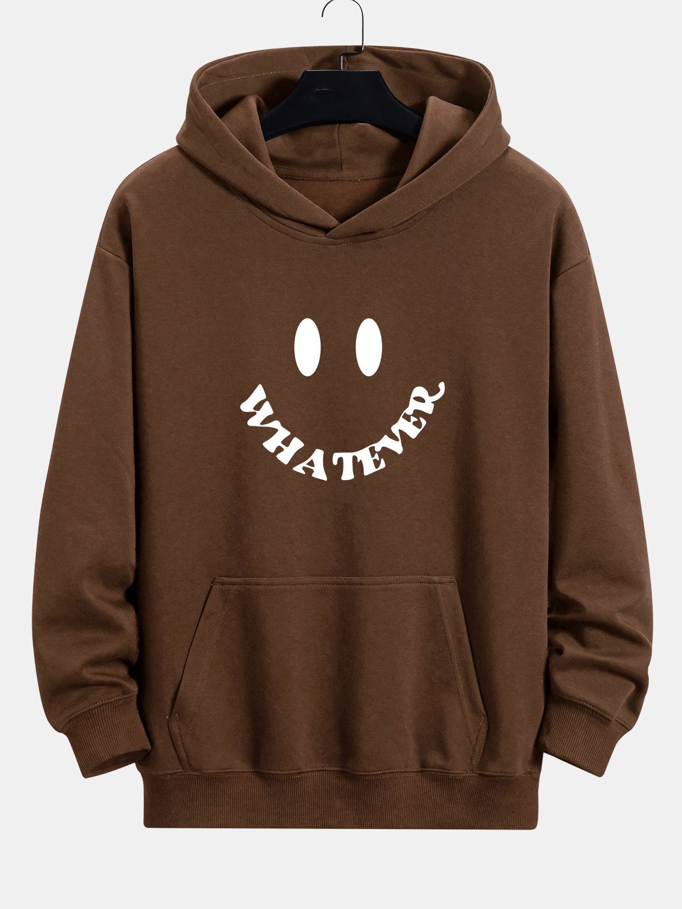 Sweat à capuche coupe décontractée à imprimé smiley et slogan