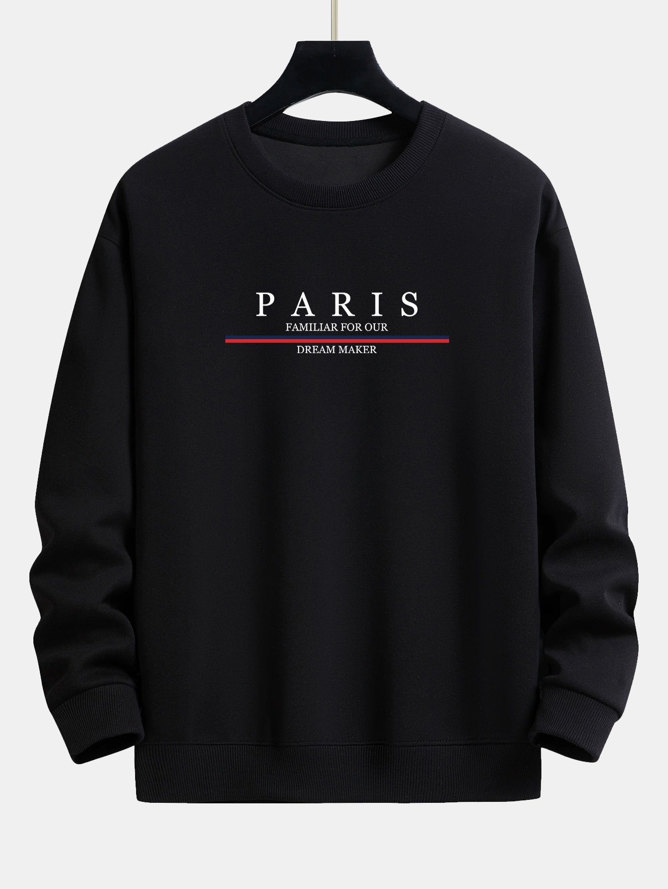 Sweat-shirt coupe décontractée à rayures et slogan Paris