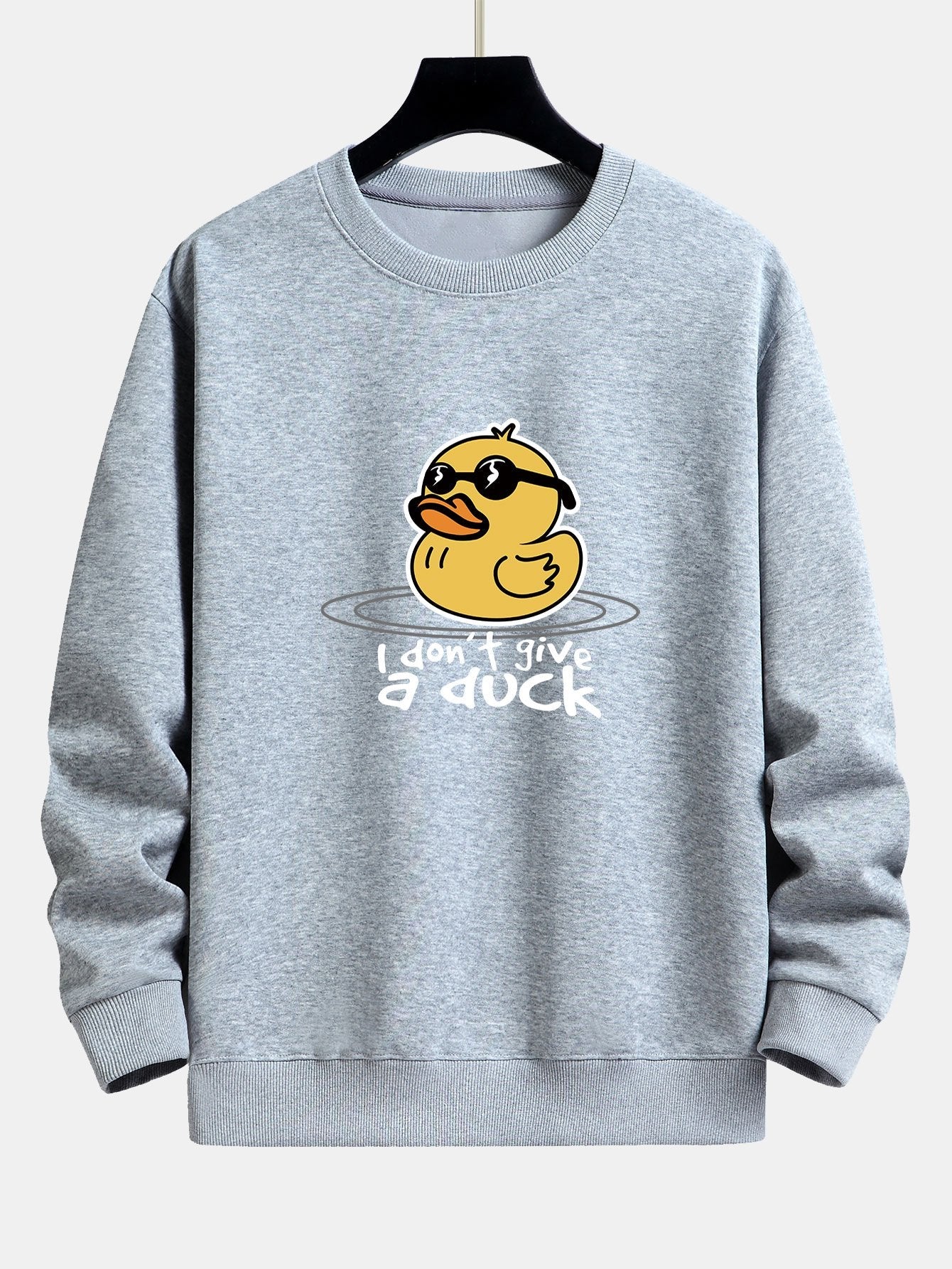 Sweat-shirt coupe décontractée imprimé canard jaune avec lunettes de soleil