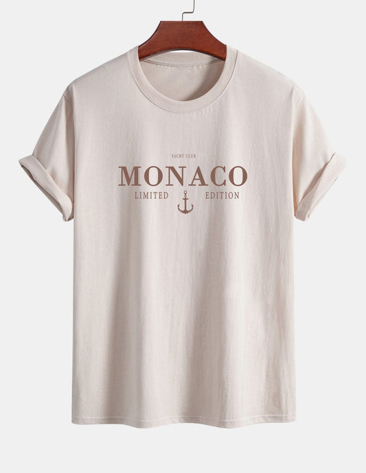 Regular Fit Monaco Slogan Cotton T-Shirt