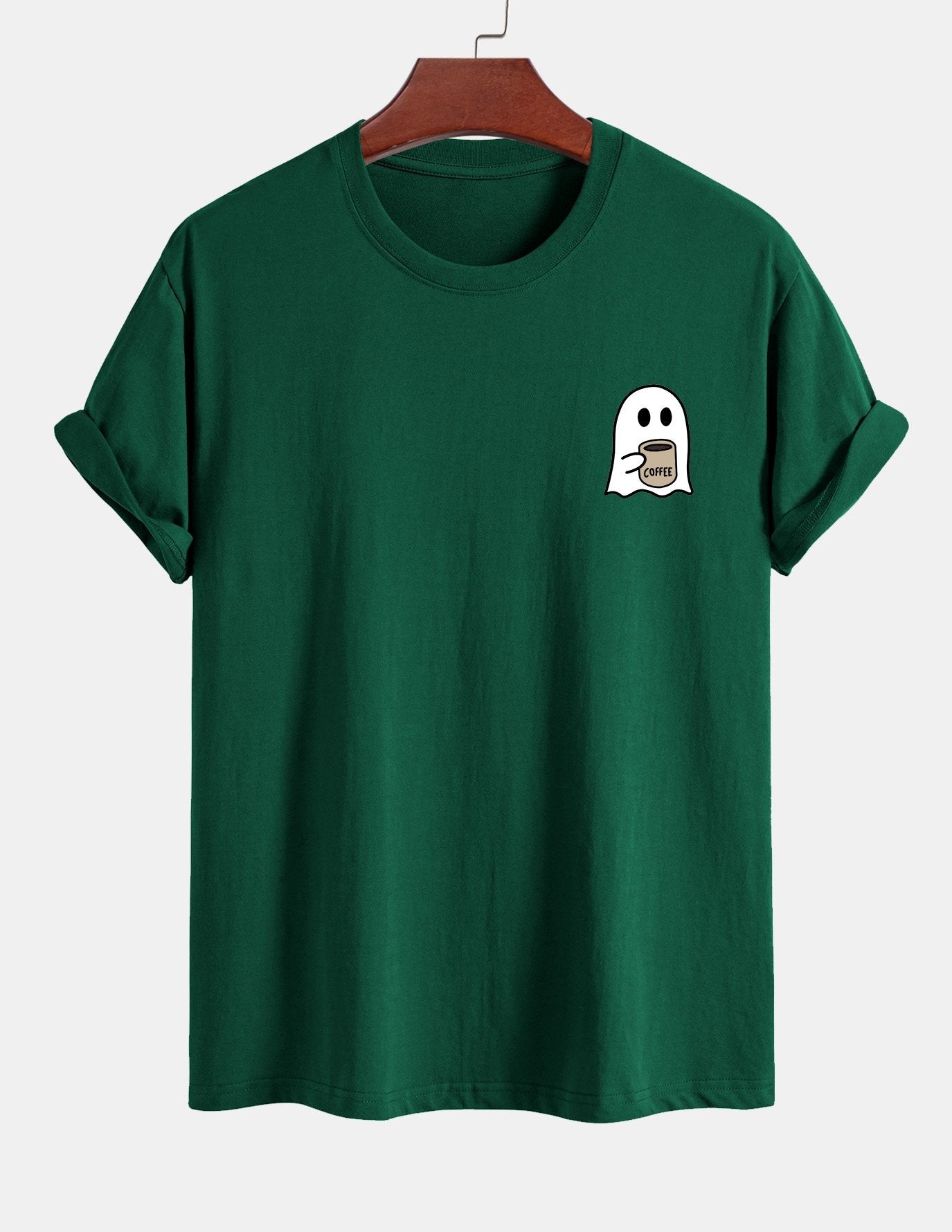 T-shirt en coton imprimé Ghost Drinking Coffee, coupe classique