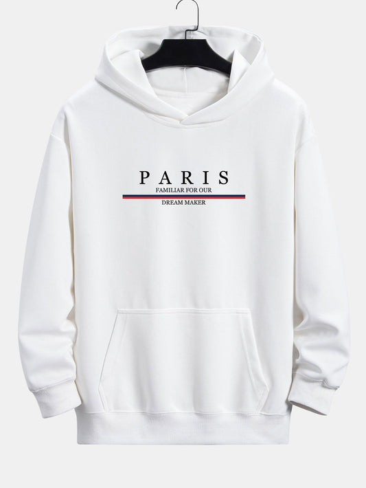 Sweat à capuche coupe décontractée à rayures Paris et imprimé slogan