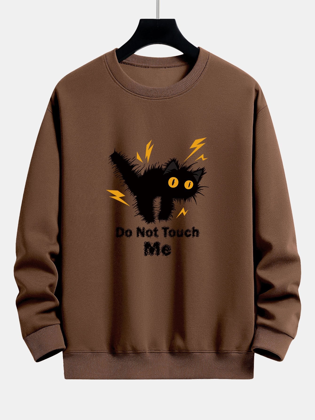 Sweat-shirt coupe décontractée à imprimé chat en colère